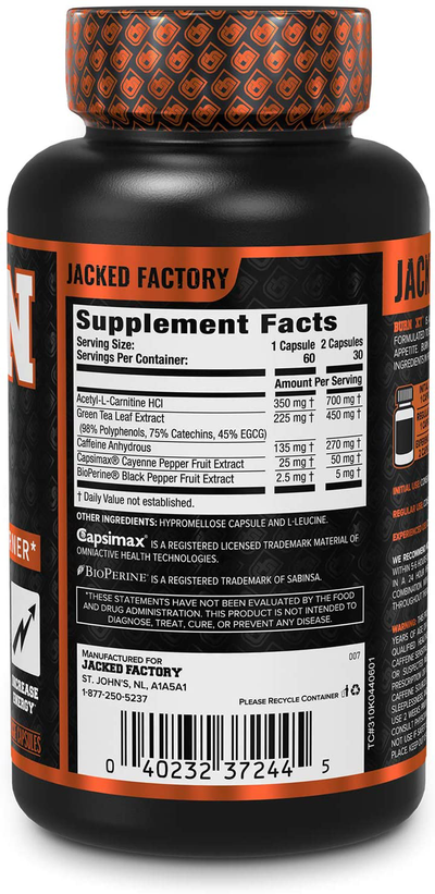 Burn-XT Thermogenic Fat Burner - Weight Loss Supplement, Appetite Suppressant, & Energy Booster - Premium Fat Burning Acetyl L-Carnitine, Green Tea Extract, & More - 60 Natural Veggie Diet Pills