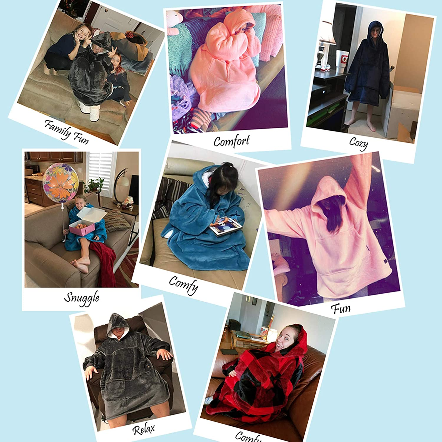 Oversized Wearable Blanket Hoodie Sweatshirt, Comfortable Sherpa Lounging Pullover for Adults