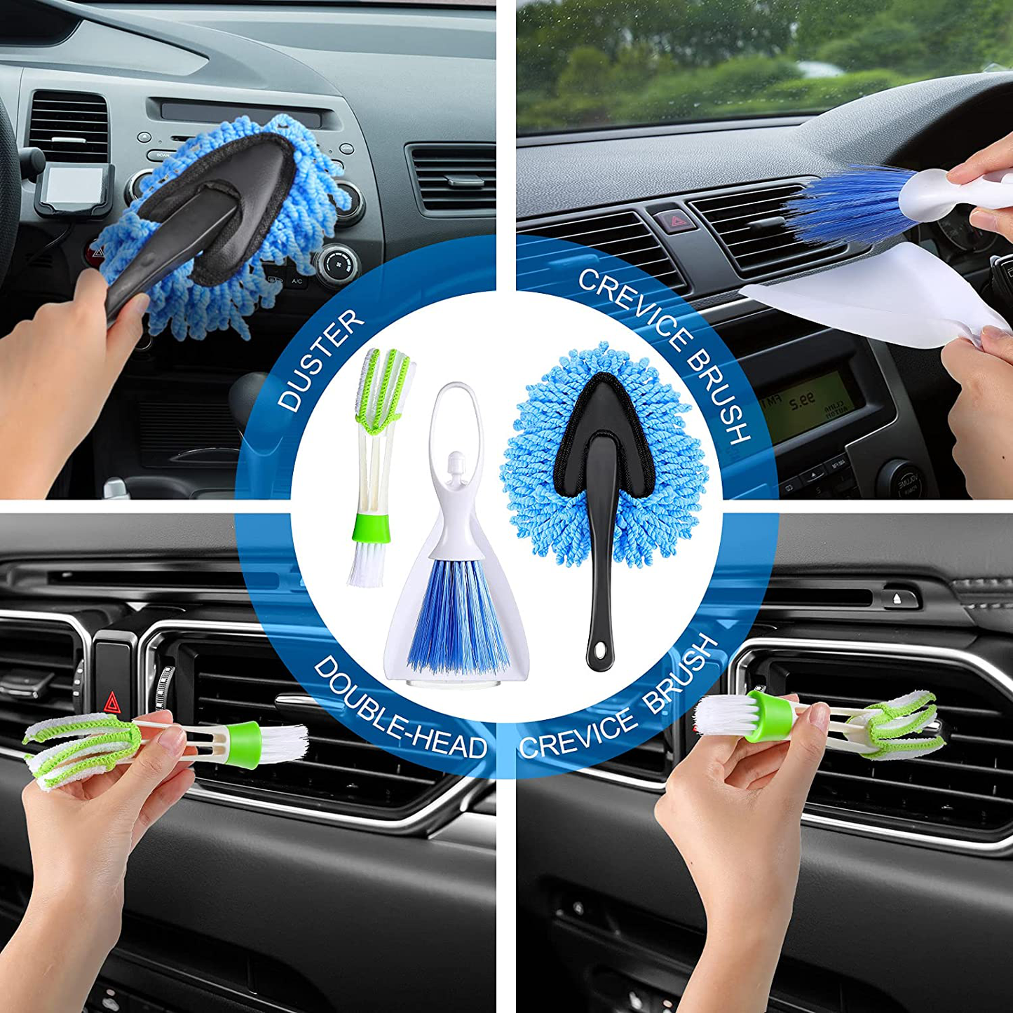 15 Pieces Car Wash Cleaning Tools Kit with Bucket Accessories Car Detailing Cleaning Brushes Kit Car Interior Washing Tool Set Car Wash Kit with Sponge, Towel, Double Head Duster for Truck Motorcycle