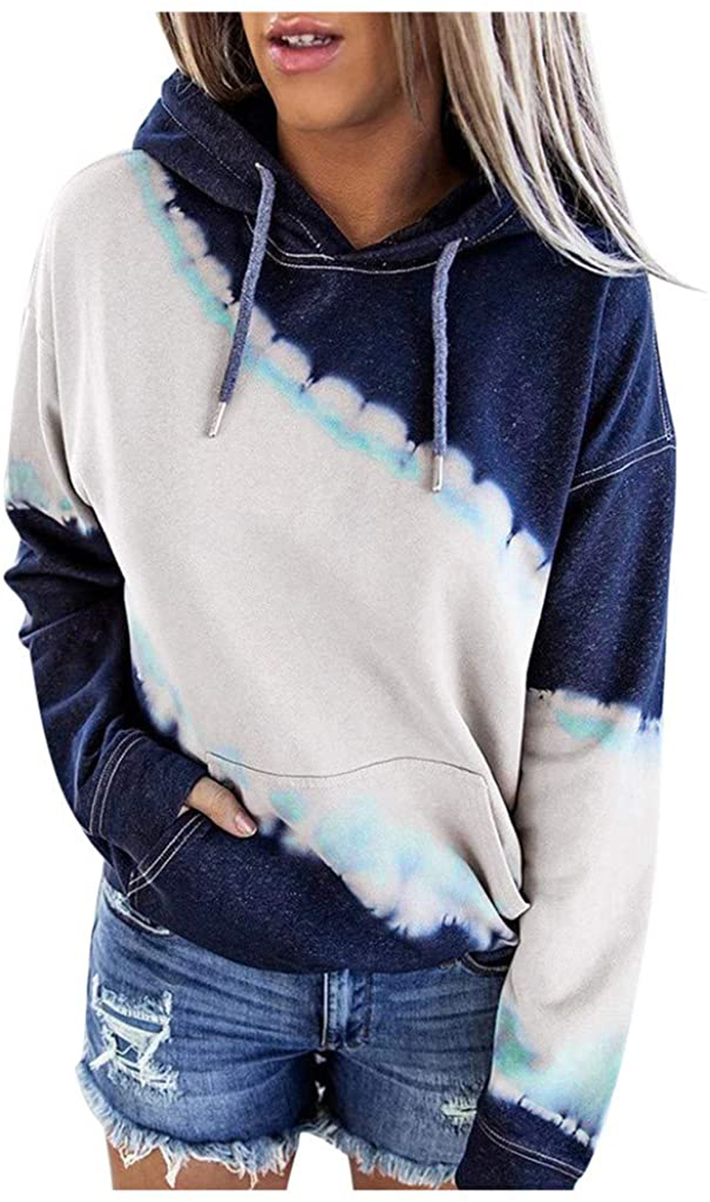 SweatyRocks Women's Cold Shoulder Tie Dye Pullover Hoodie Crop Top Sweatshirt