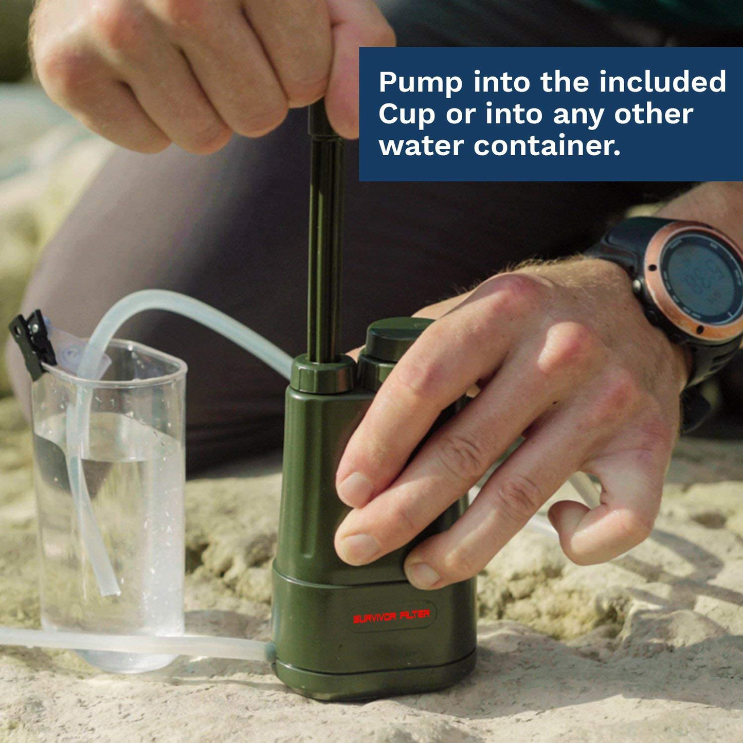 Survivor Filter Pro - Hand Pump Camping Water Filter - Emergency Water Filter