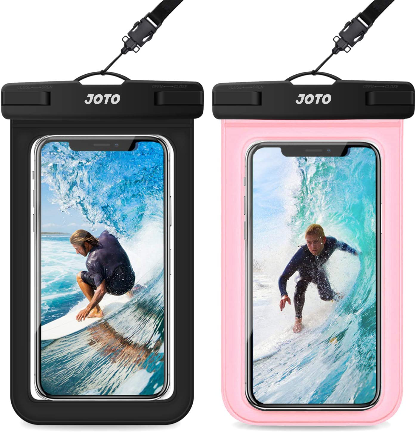 JOTO Universal Waterproof Pouch, IPX8 Waterproof Cellphone Dry Bag Underwater Case for iPhone 12 Pro Max 11 Pro Max Xs Max XR X 8 7 6S, Galaxy S20 Ultra S10 Note10 9 up to 7" -2 Pack