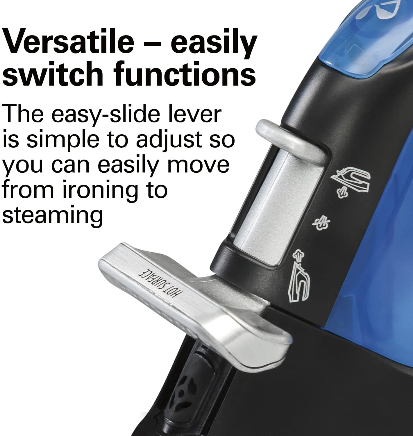 Hamilton Beach Iron 2-in-1 Handheld Iron & Garment Steamer for Clothes with Continuous Steam Nozzle, Nonstick Soleplate, 1200 Watts, Blue/Black