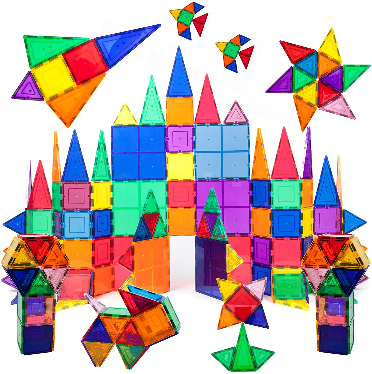 PicassoTiles 100 Piece Set 100pcs Magnet Building Tiles Clear Magnetic 3D Building Blocks Construction Playboards, Creativity beyond Imagination, Inspirational, Recreational, Educational Conventional