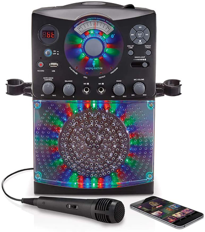 Bluetooth Karaoke System with LED Disco Lights, CD+G, USB, and Microphone