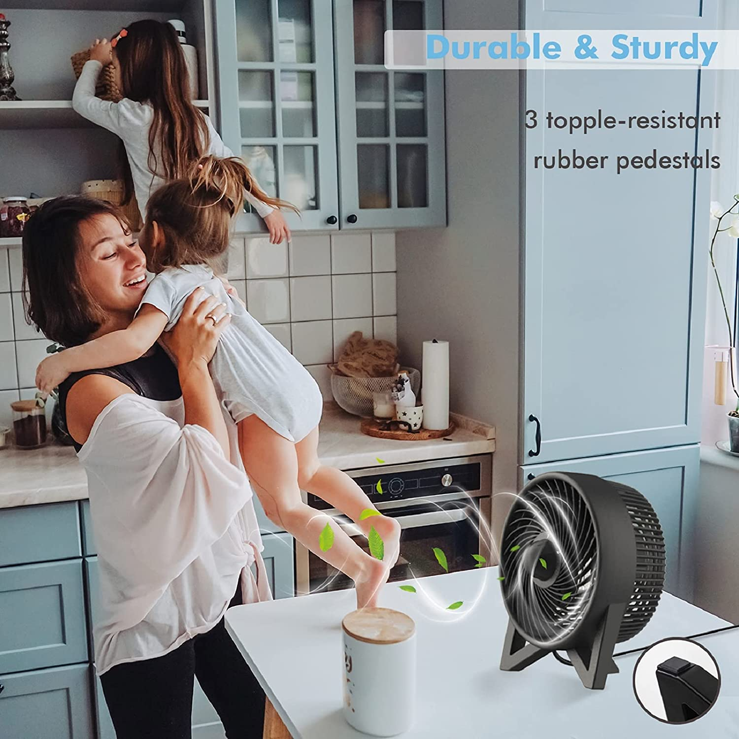 Table Fan, Desk Fan with 2 Speeds, Personal Cooling beside Fan for Bedroom Sleeping Room Tabletop Office Home Kitchen Camping, Small Powerful Motor Electric Fan, Black,8-Inch