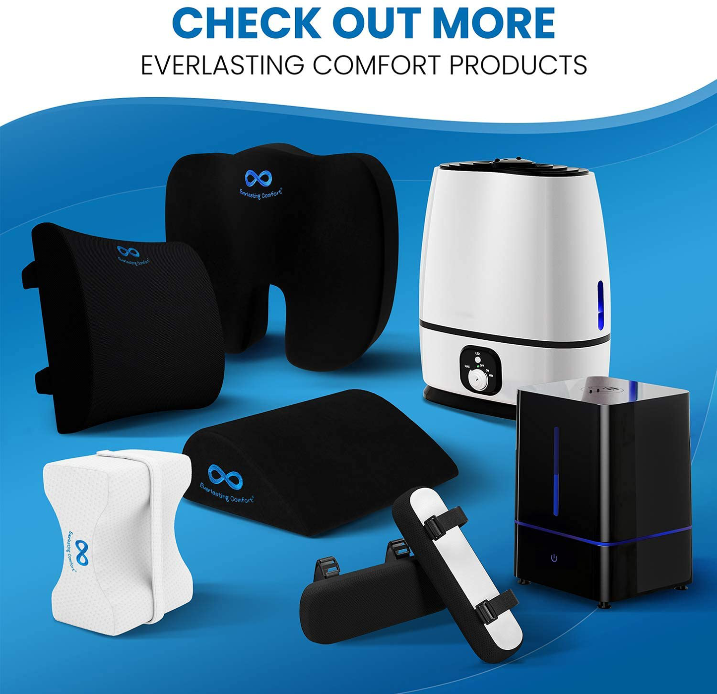 Everlasting Comfort Car and Truck Seat Cushion - Memory Foam Wedge Chair Driving Pillow (Black)