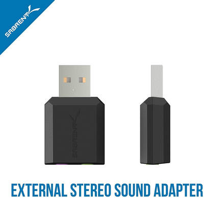 Sabrent USB External Stereo Sound Adapter for Windows and Mac. Plug and Play No Drivers Needed.