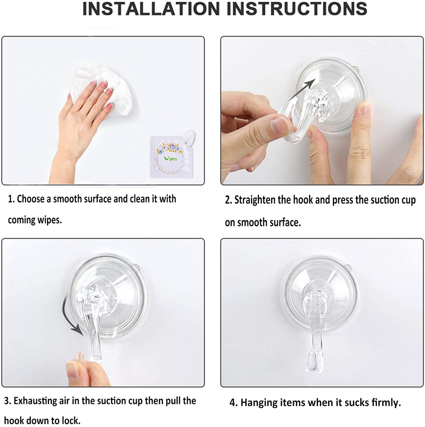 Wreath Hanger, VIS'V Large Clear Reusable Heavy Duty Wreath Hanger Suction Cup with Wipes 22 LB Strong Window Glass Suction Cup Hooks Wreath Holder for Halloween Christmas Wreath Decorations - 4 Packs