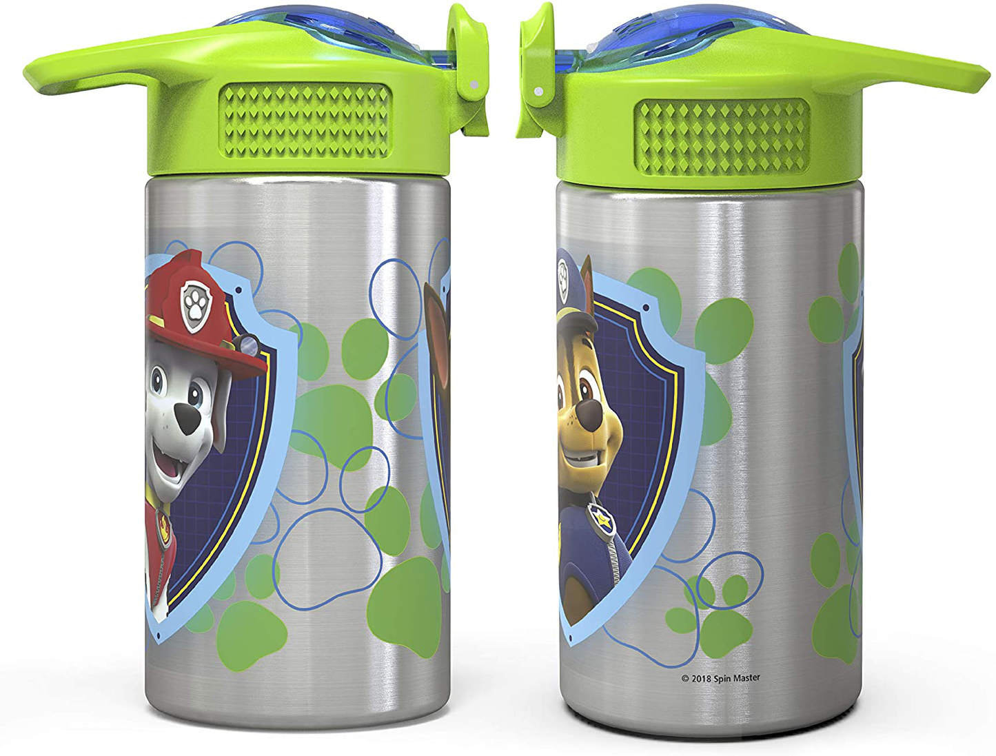 Zak Designs Paw Patrol 15.5oz Stainless Steel Kids Water Bottle with Flip-up Straw Spout - BPA Free Durable Design, Paw Patrol Boy SS