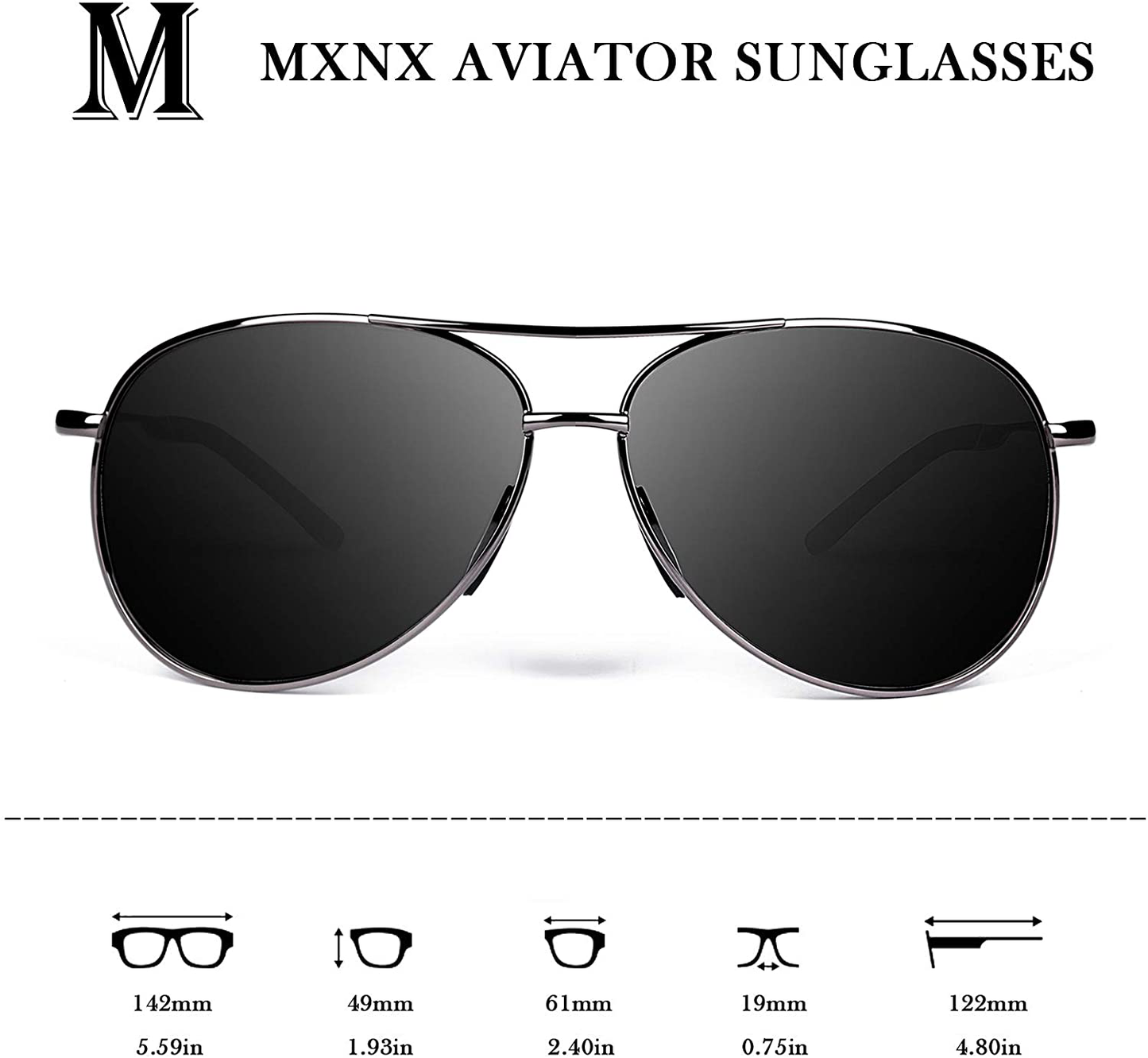 Aviator Sunglasses for Men Polarized Women-Mxnx UV Protection Lightweight Driving Fishing Sports Mens Sunglasses MX208