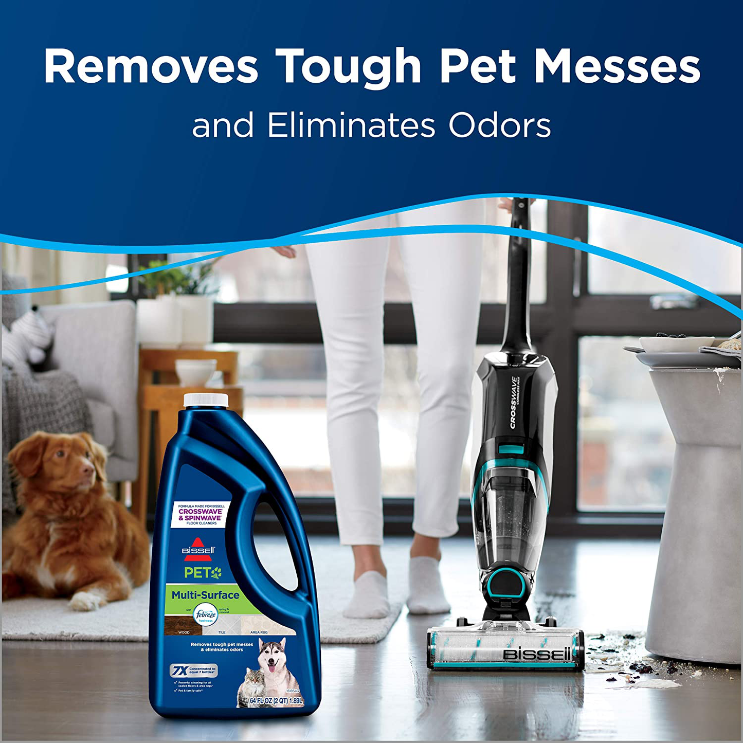 BISSELL Pet Multi-Surface Febreze Feshness for Crosswave and Spinwave (64 oz), 22951, 64 Fl Oz