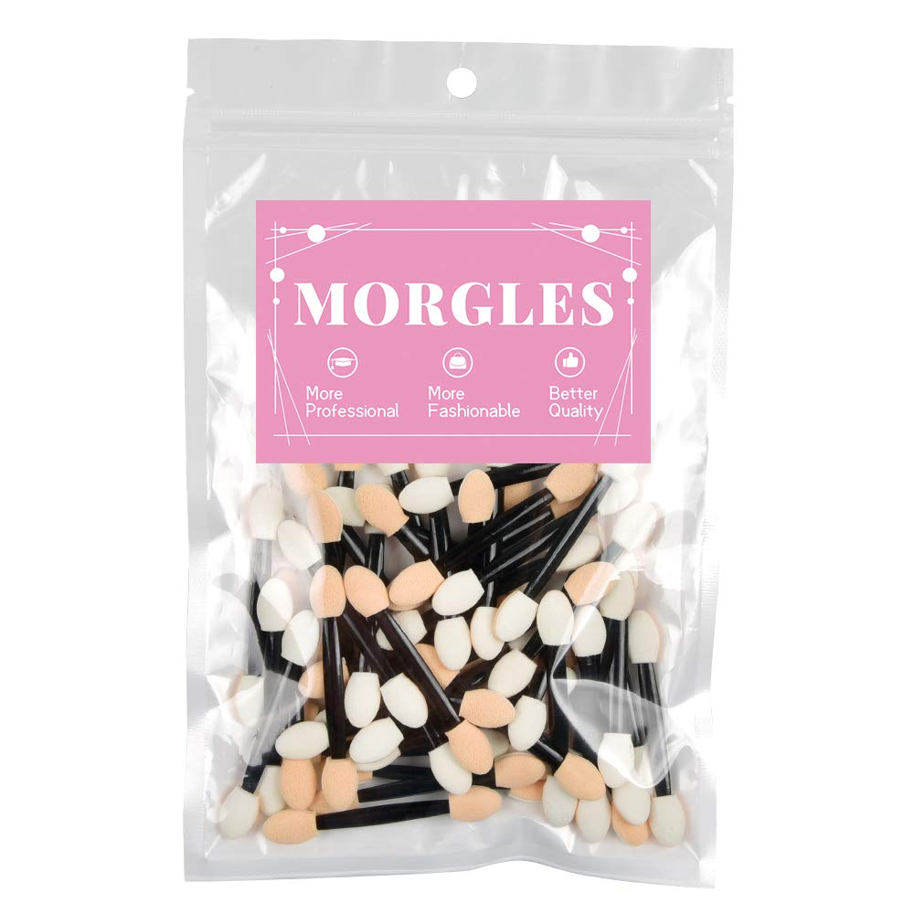 Eyeshadow Applicators, MORGLES 50Pcs Eyeshadow Applicator Double Sided Eye Makeup Applicators Short Sponge Eyeshadow Applicator for Women Girls (Black)