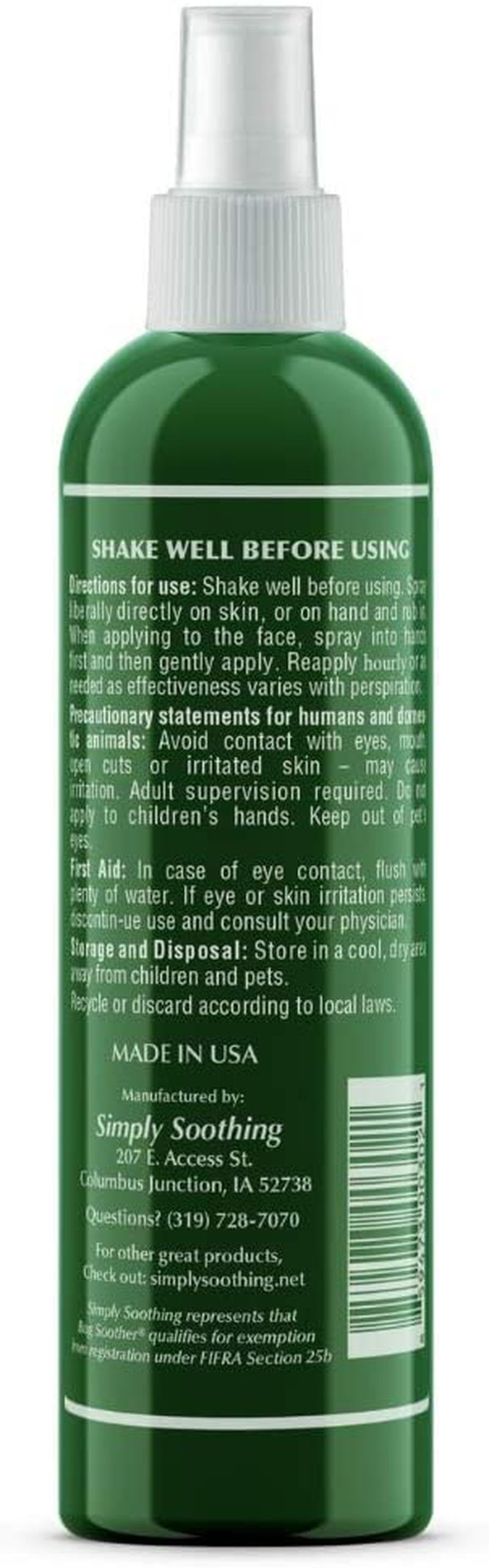 Bug Soother Spray - Natural Insect, Gnat and Mosquito Repellent & Deterrent - DEET Free - Safe Bug Spray for Adults, Kids, Pets, & Environment - Made in USA - Includes 1 oz. Travel Size (4, 2 oz.)
