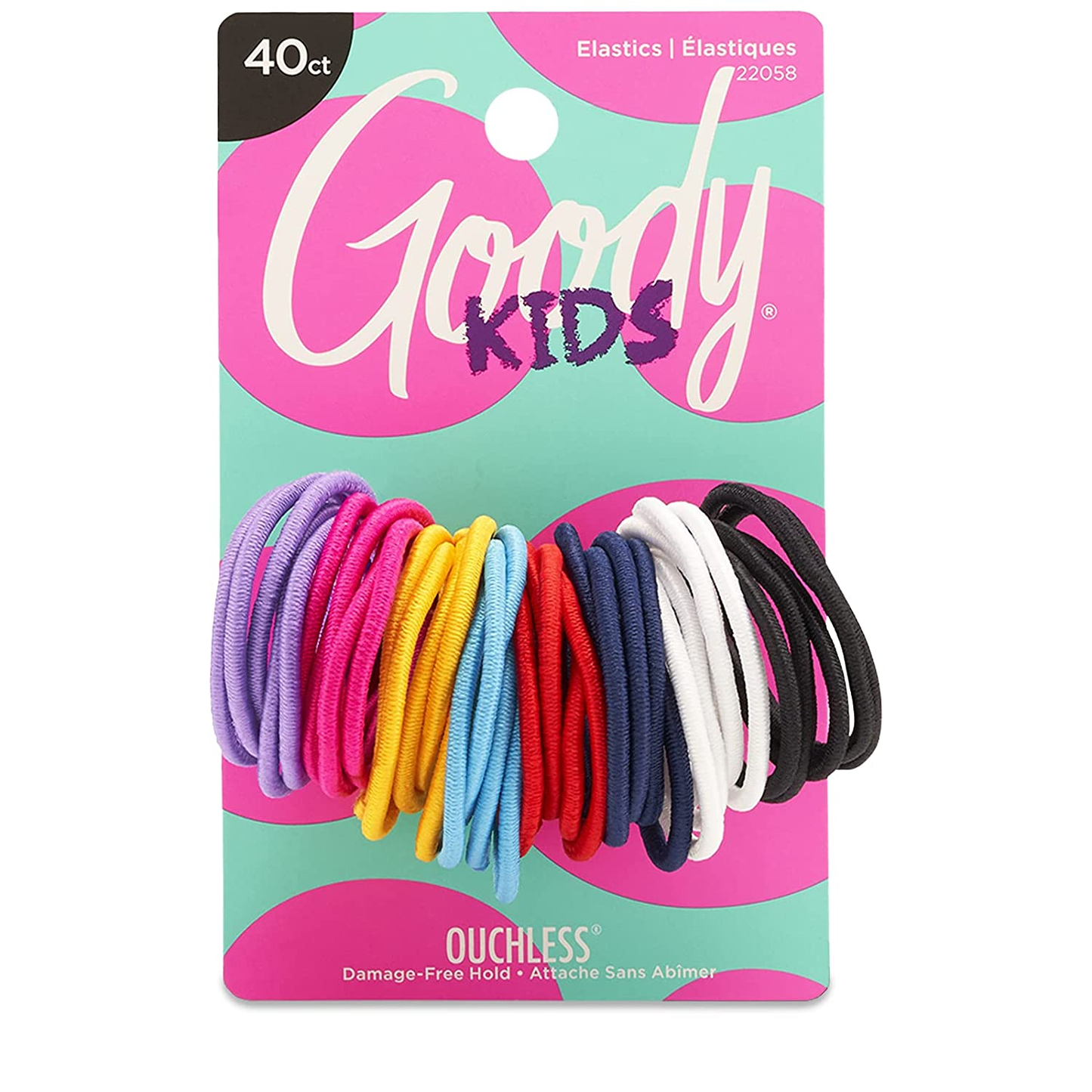 Goody Ouchless Elastic Hair Ties - 60 Count, Assorted in Brights and Pastels - Perfect for Fine, Curly Hair and Sensitive Scalps - Pain Free Hair Accessories for Men, Women, Girls and Boys