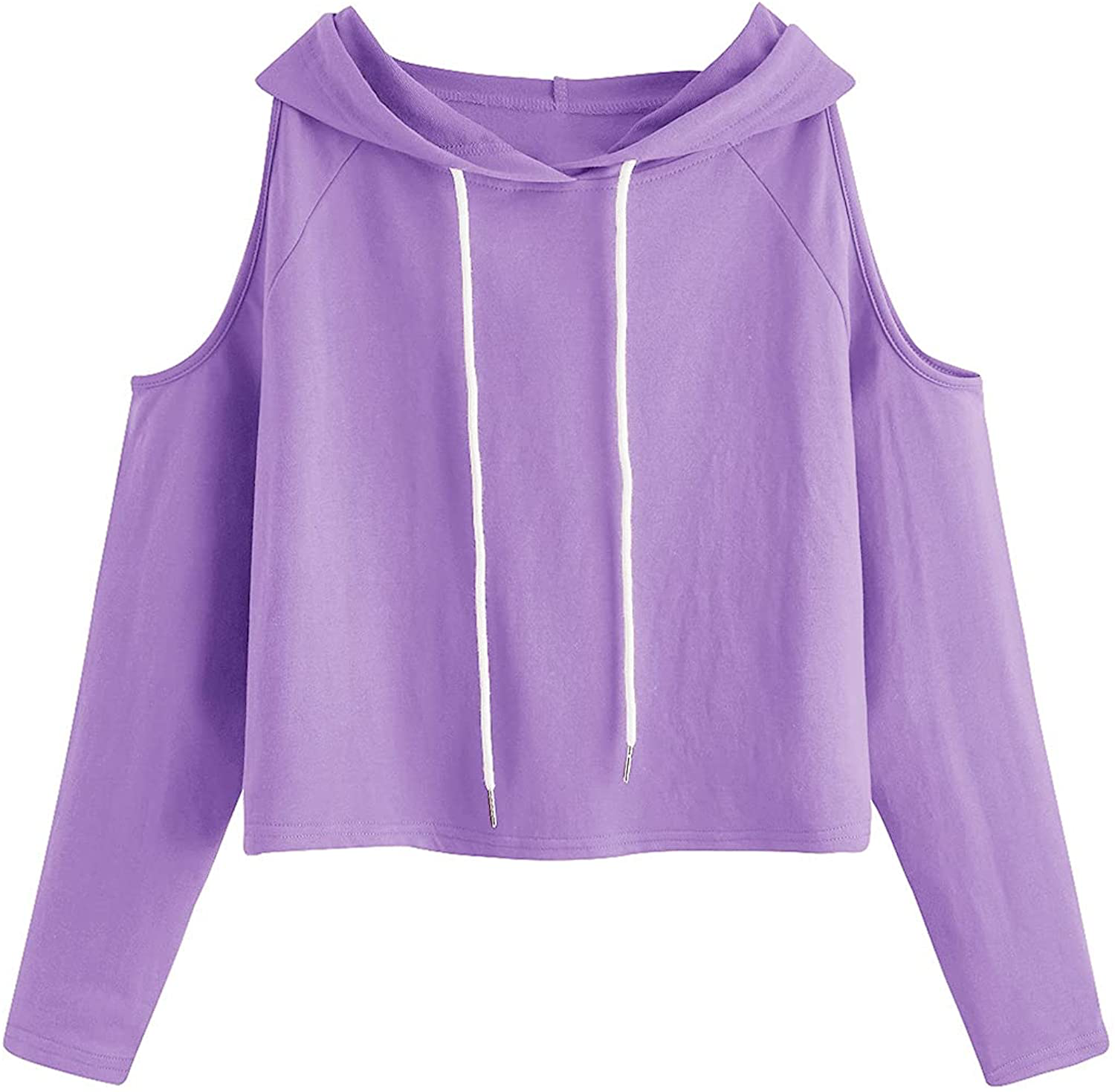 SweatyRocks Women's Cold Shoulder Tie Dye Pullover Hoodie Crop Top Sweatshirt