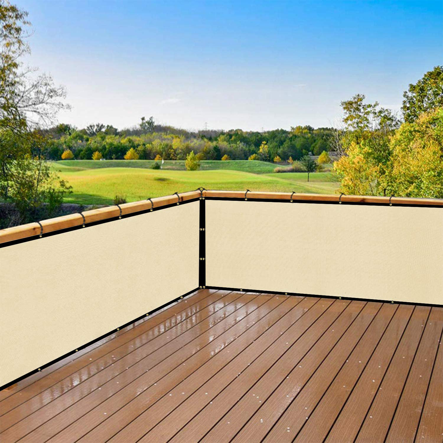 DearHouse Balcony Privacy Screen Cover, 3.5ft x16.5ft Fence Windscreen for Porch Deck, Outdoor, Backyard, Patio, Balcony to Cover Sun Shade, UV-Proof, Weather-Resistant, Includes 35 pc Cable Ties