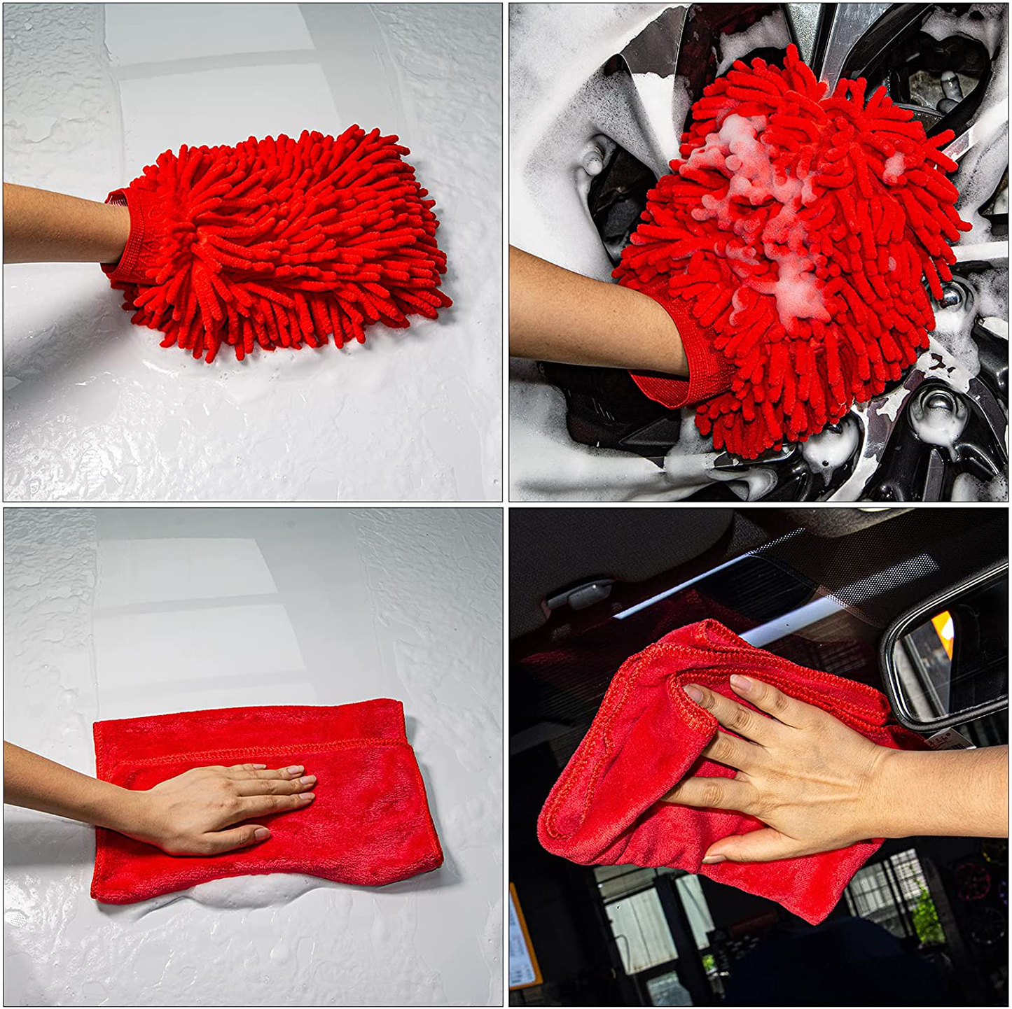 12 Pcs Car Cleaning Tools Kit with 4x Car Detailing Brush and Scrub Brush, Drill Cleaning Brush Attachment, Car Cleaning Tools for Cleaning Wheels,Rims,Tires, Interior, Exterior,Air Vents,Dashboard