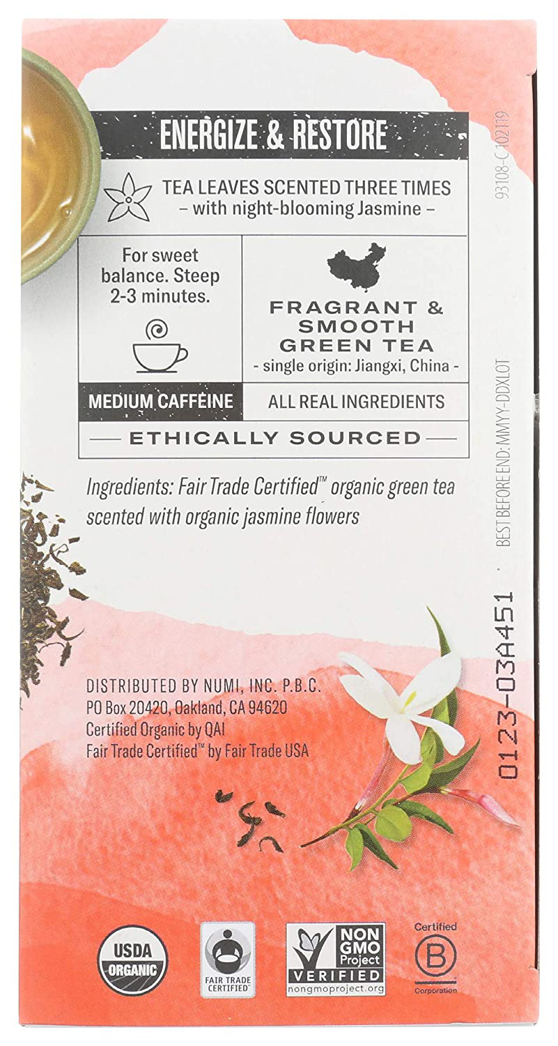 Numi Organic Tea Jasmine Green, 18 ct