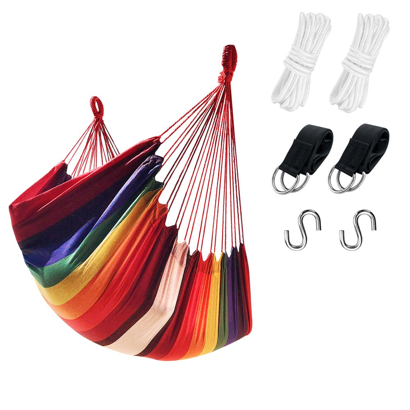 Portable Hanging Hammock Chair with Pocket - Max 300 lbs