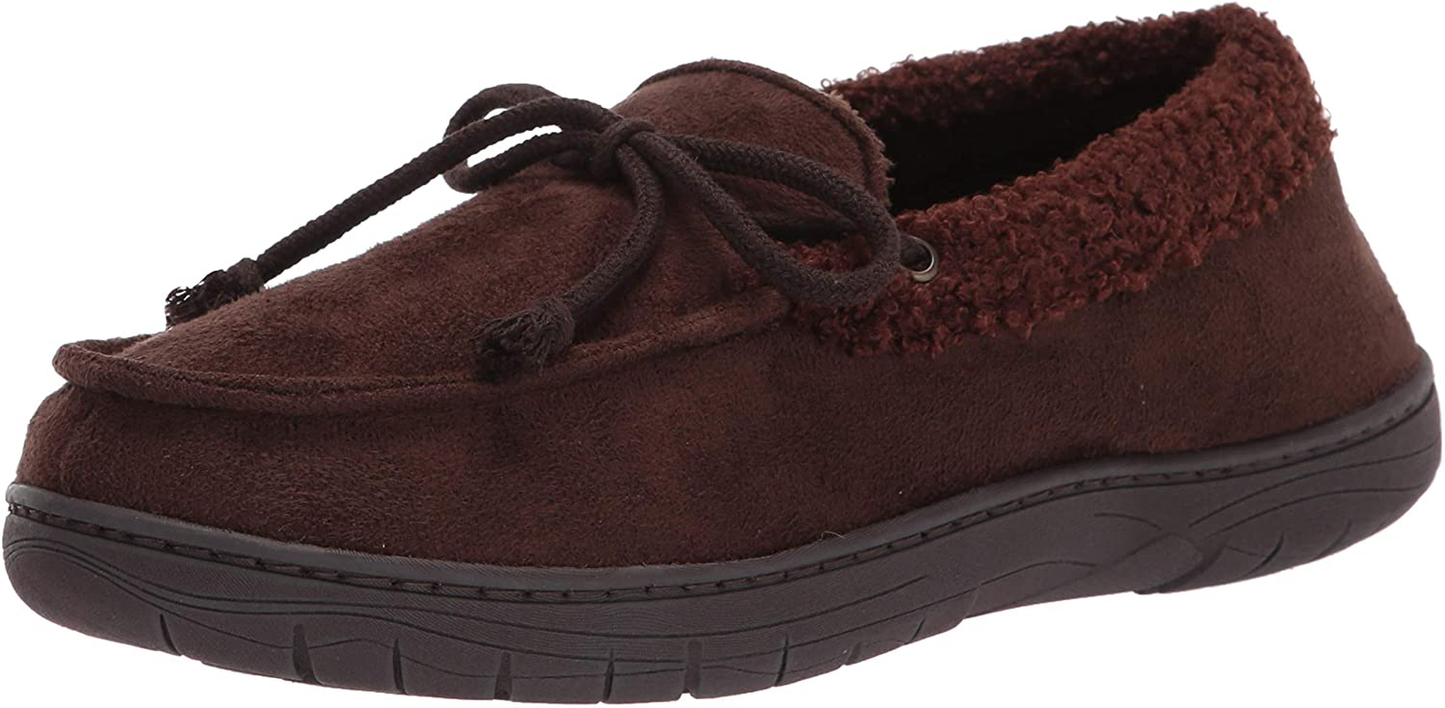 Hanes Men'S Moccasin Slipper House Shoe with Indoor Outdoor Memory Foam Sole Fresh Iq Odor Protection