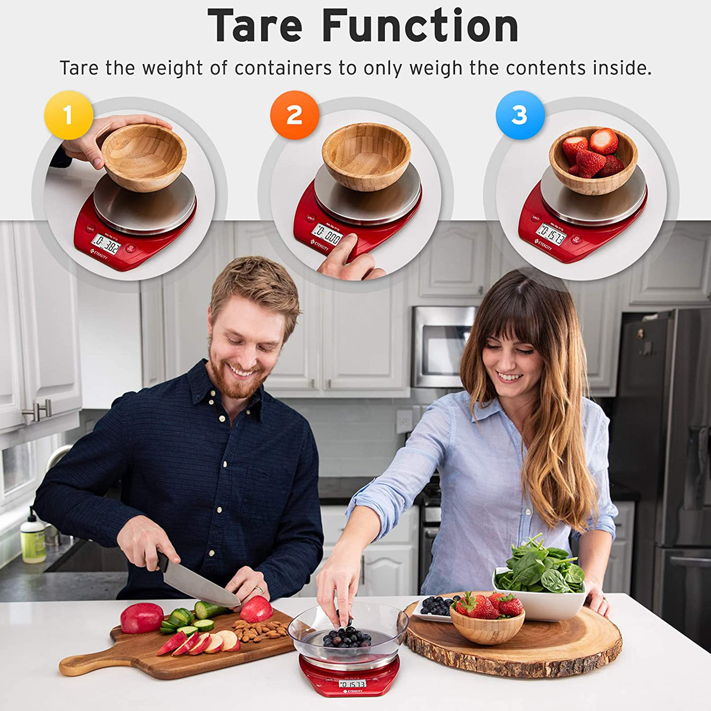 Food Kitchen Scale Bowl, Digital Grams and Ounces for Weight Loss, Baking, Cooking and Keto, 11lb,