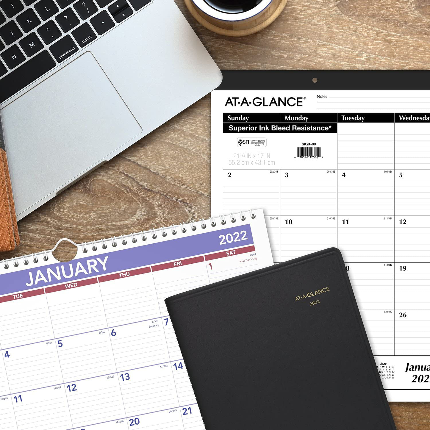 2022 Desk Calendars by AT-A-GLANCE, Monthly Desk Pads, 21-3/4" X 17", Standard, Ruled Blocks, 3 Pack (AZSK2400)
