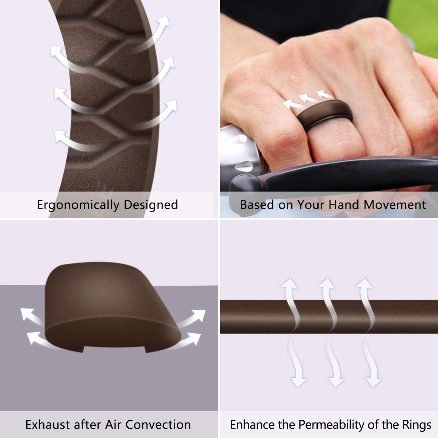 Silicone Wedding Ring for Men, Breathable Airflow Inner Curve, Mens' Rubber Wedding Engagement Bands for Crossfit Workout
