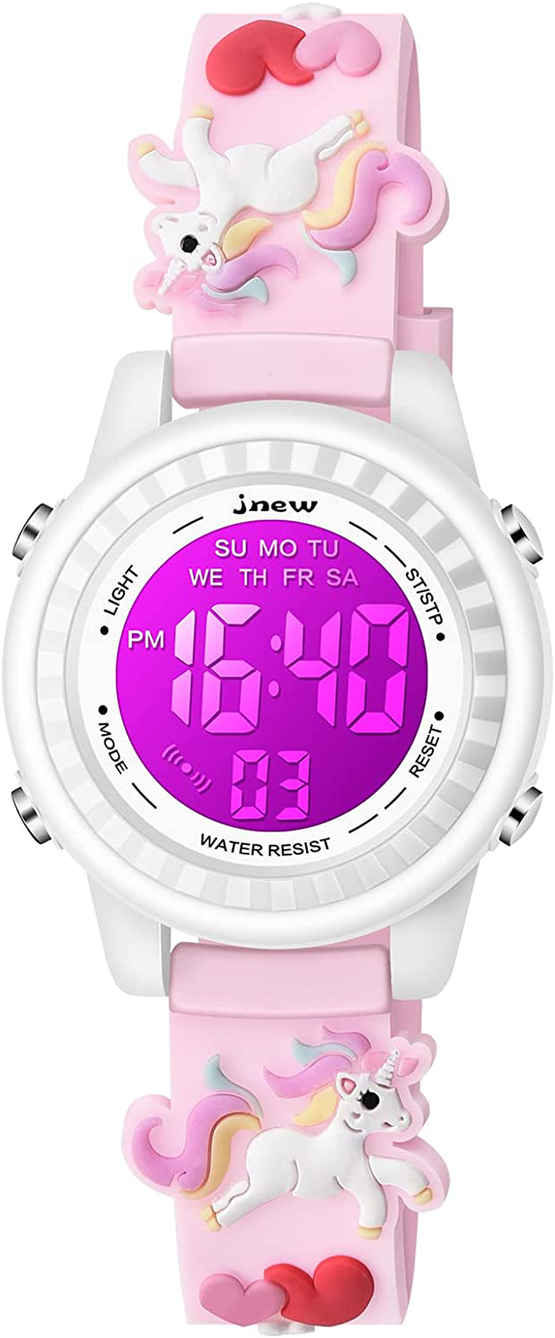 Venhoo Kids Watches 3D Cartoon Waterproof 7 Color Lights Toddler Wrist Digital Watch with Alarm Stopwatch for 3-10 Year Girls Little Child