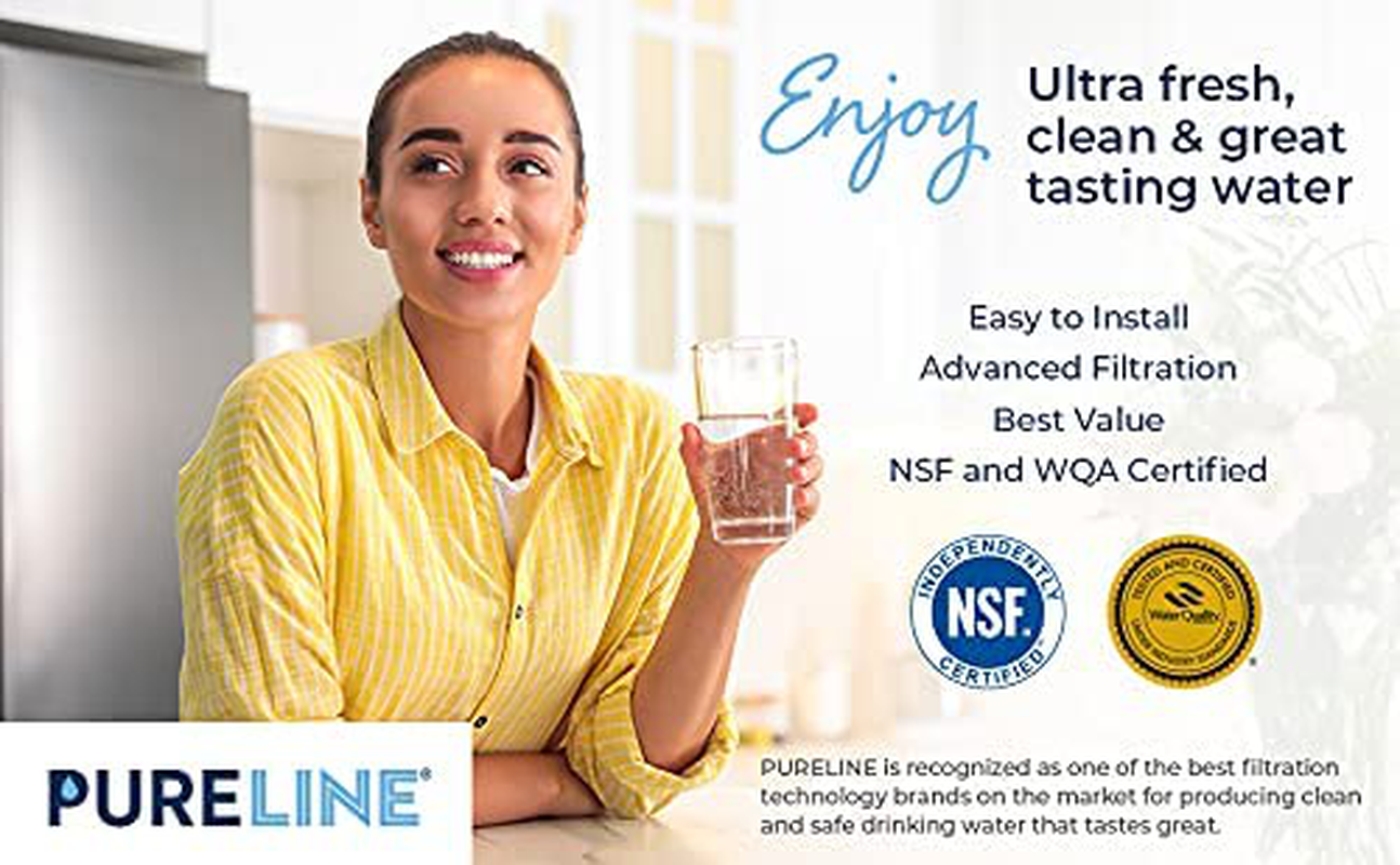 Pureline MWF Water Filter Replacement. Compatible with GE MWF And MWFP, MWFA, MWFAP, MWFINT, GWF, GWFA, HWF, HWFA, HDX FMG-1, Smartwater, WFC1201, GSE25GSHECSS, 197D6321P006 (3 Pack)
