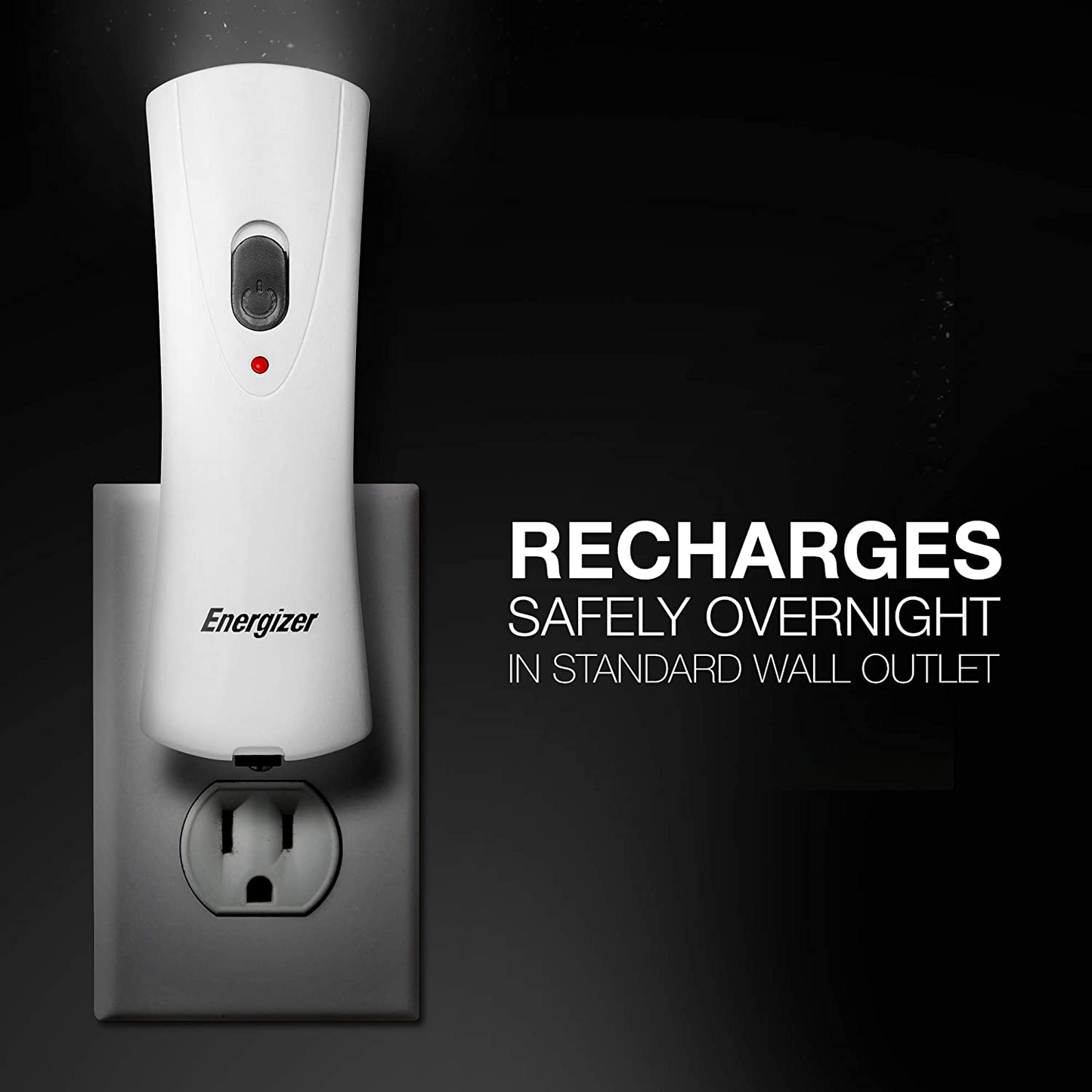 ENERGIZER Compact Rechargeable Emergency LED Flashlight, Plug-in Power Outage Light, Portable Rechargeable Power Failure Flashlights, Great For Hurricane Supplies, Survival Kits, Emergencies