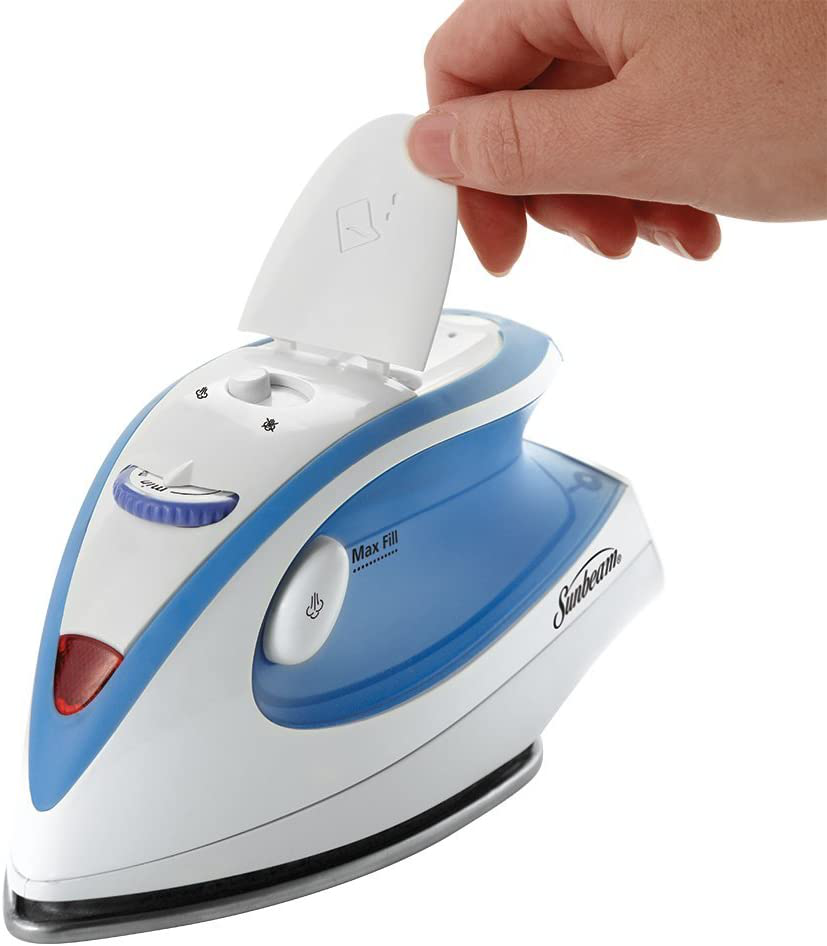 Sunbeam Hot-2-Trot 800 Watt Compact Non-Stick Soleplate Travel Iron, GCSBTR-100-000,Light Blue