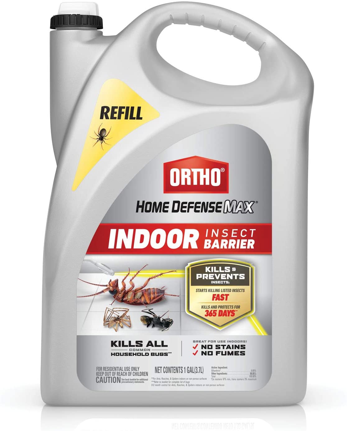 Ortho Home Defense Max Indoor Insect Barrier: Refill, Starts Killing Ants, Roaches, Spiders, Fleas and Ticks Fast, Use for Indoor Pest Control, Long-Lasting Control, 1 gal.