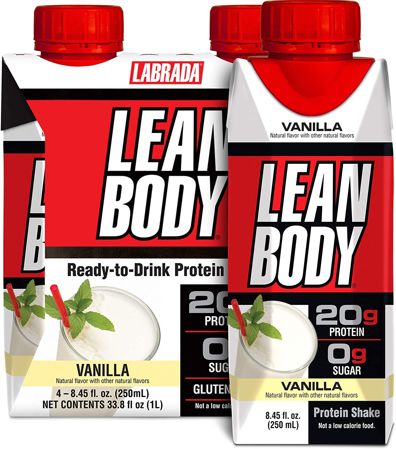 Lean Body Ready-To-Drink Cookies and Cream Protein Shake, 40G Protein, Whey Blend , 0 Sugar, Gluten Free, 22 Vitamins & Minerals, (Recyclable Carton & Lid - Pack of 12) LABRADA , 17 Fl Oz (Pack of 12)