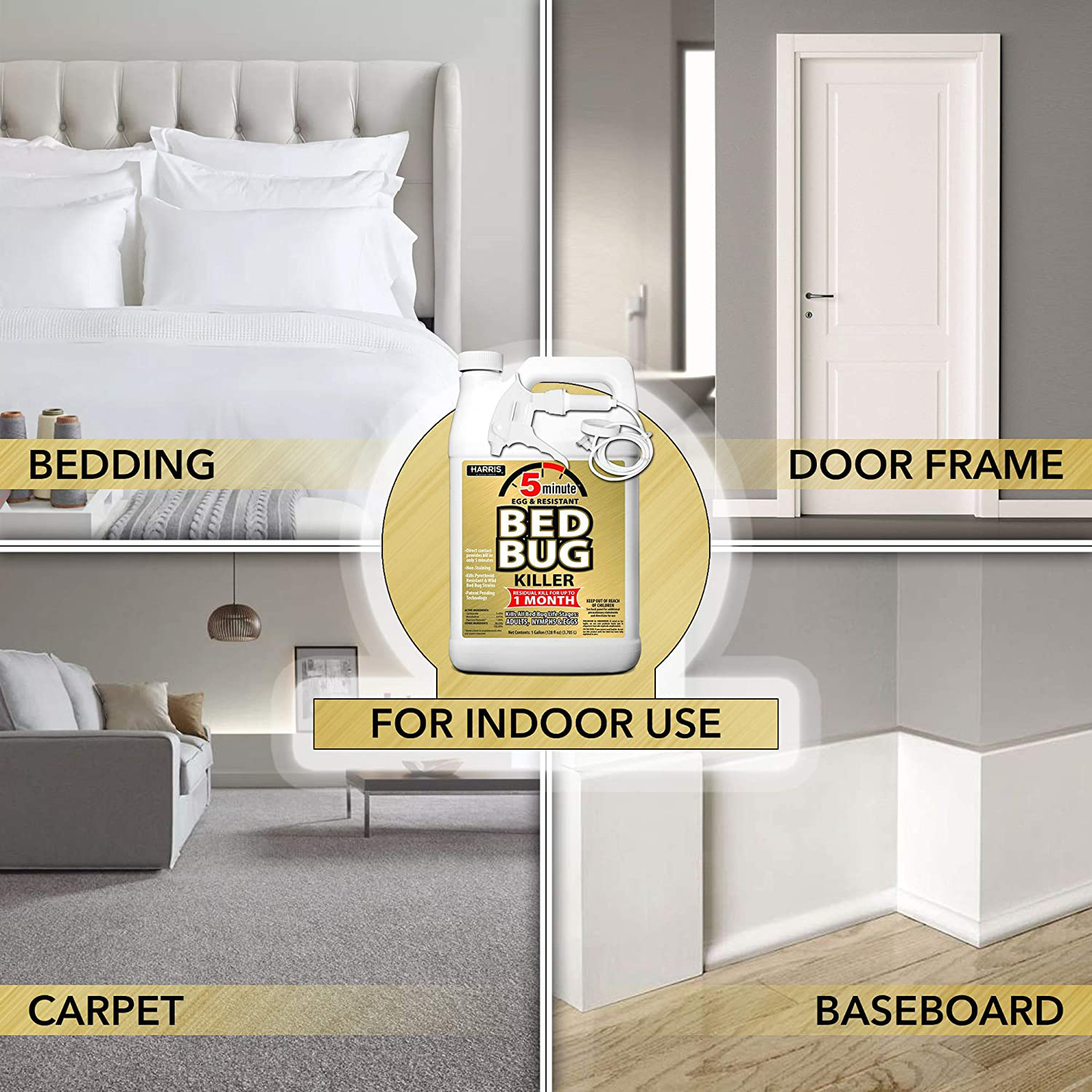 HARRIS 5 Minute Bed Bug Killer, Odorless and Non Staining Formula (32oz)