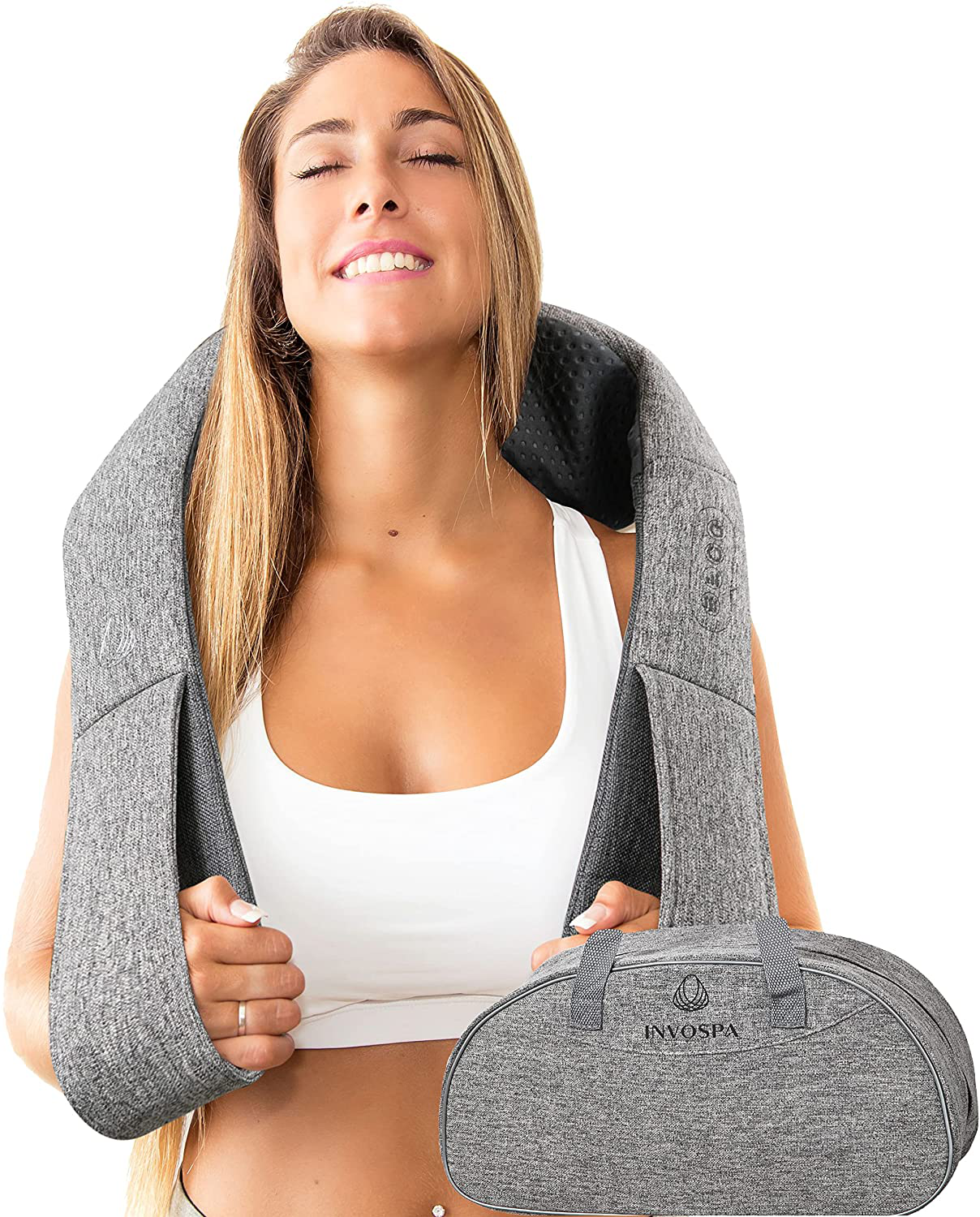 Shiatsu Back Shoulder and Neck Massager with Heat - Deep Tissue Kneading Pillow Massage - Back Massager for Back Pain, Shoulder Massager, Electric Full Body Massager, Relieve Foot Leg Muscle Pain Gift
