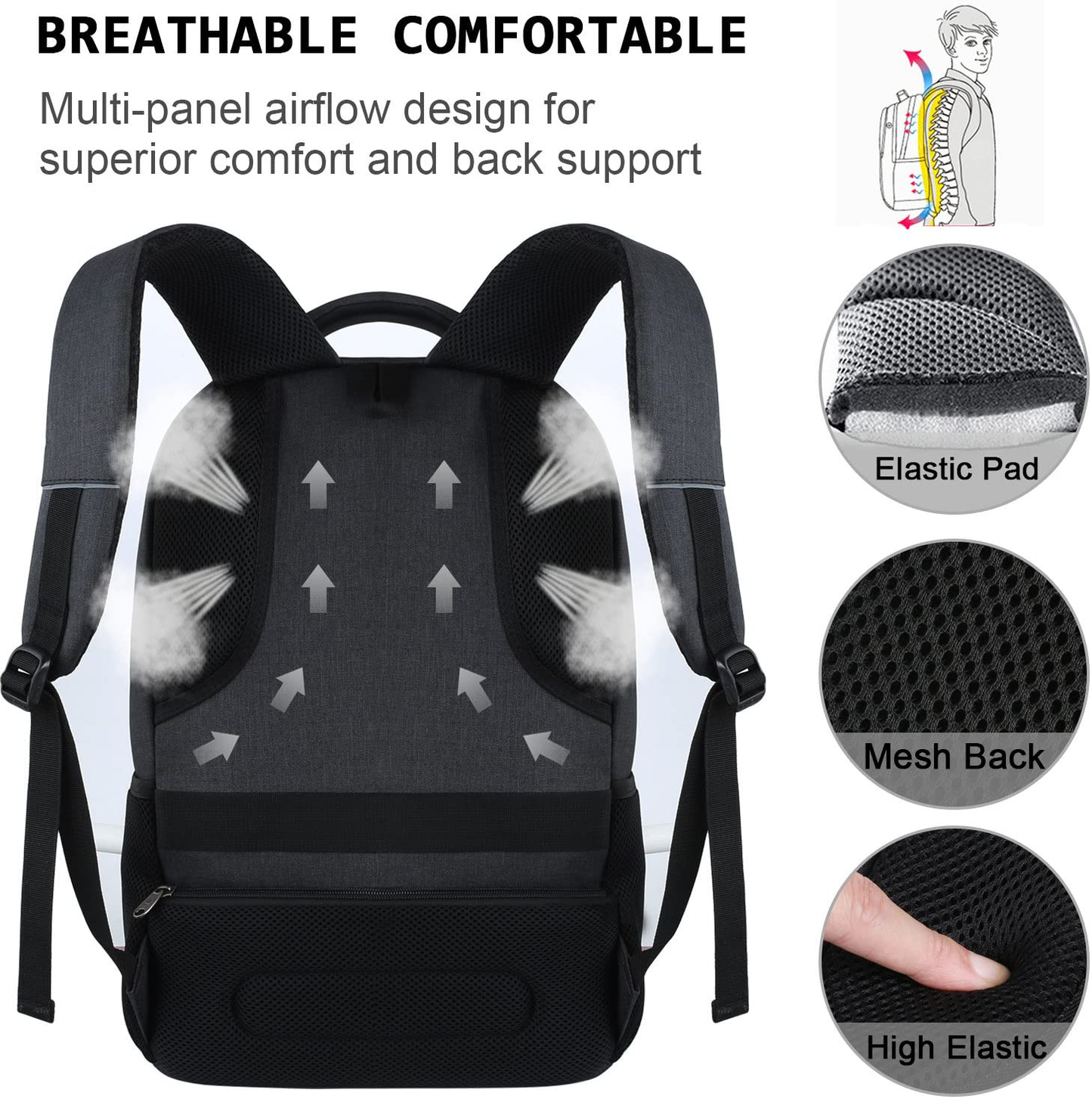 Laptop Backpack, Business Travel Anti Theft Slim Durable Laptops Backpack with USB Charging Port,Water Resistant College School Computer Bag