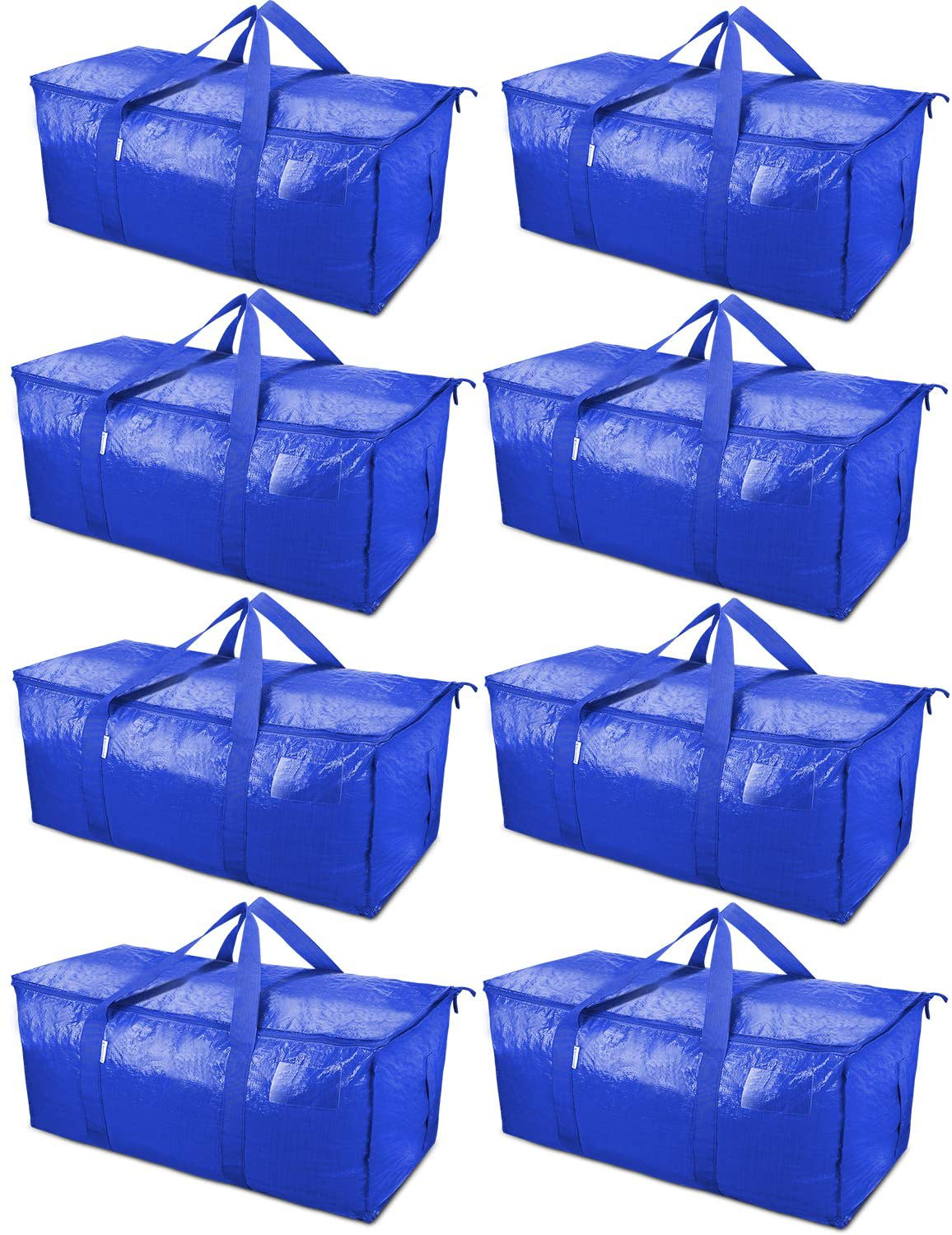 Extra Large Moving Bags with Zippers & Carrying Handles, Heavy-Duty Storage Tote for Space Saving Moving Storage (Blue)