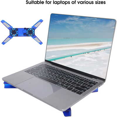 Laptop Cooling Stand, Laptop Cooler with 2 Fans, Foldable Laptop Cooling Fan Pad USB Cable Computer Supplies(Blue)