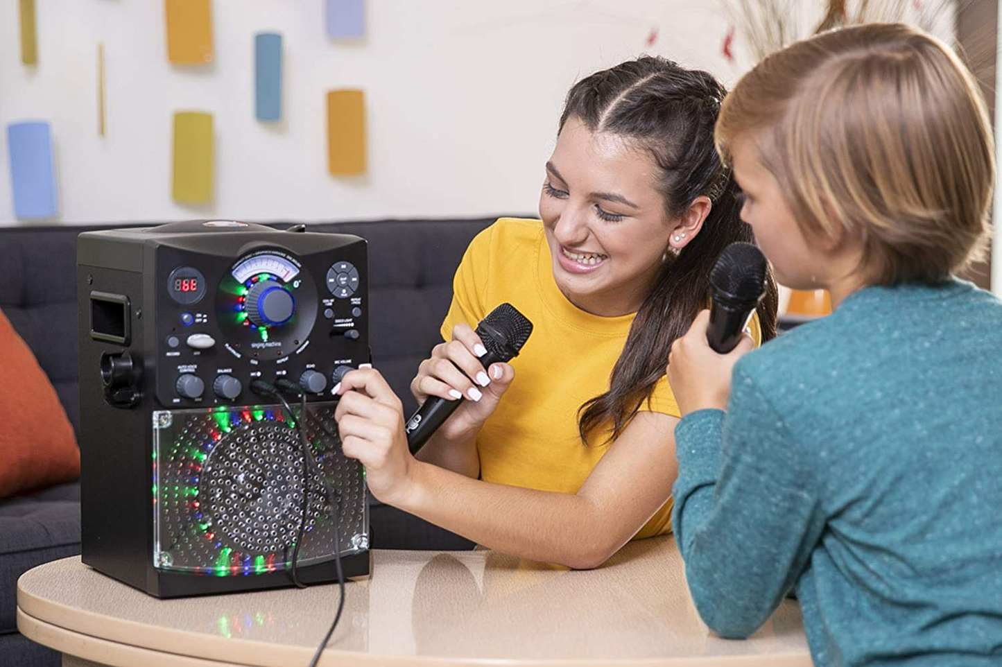 Bluetooth Karaoke System with LED Disco Lights, CD+G, USB, and Microphone