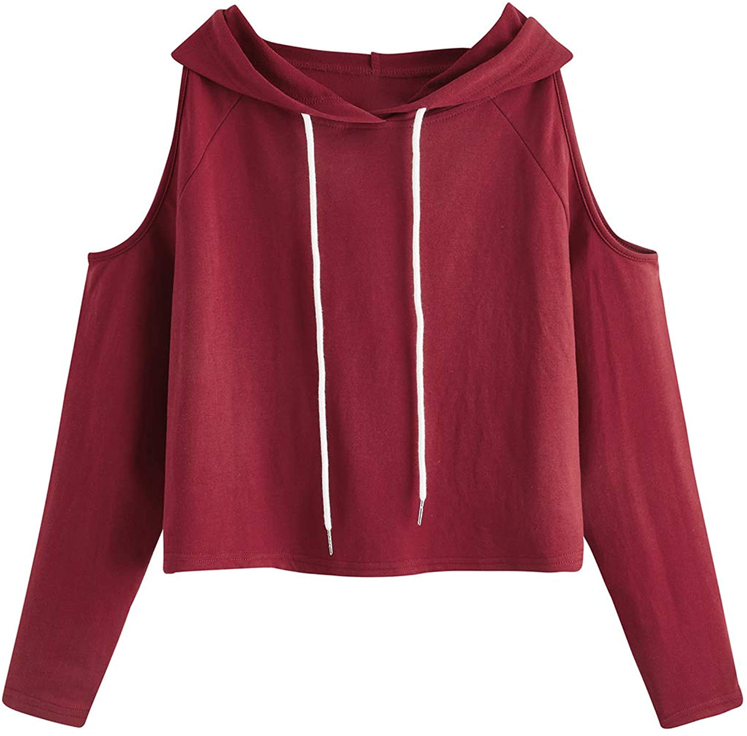 SweatyRocks Women's Cold Shoulder Tie Dye Pullover Hoodie Crop Top Sweatshirt