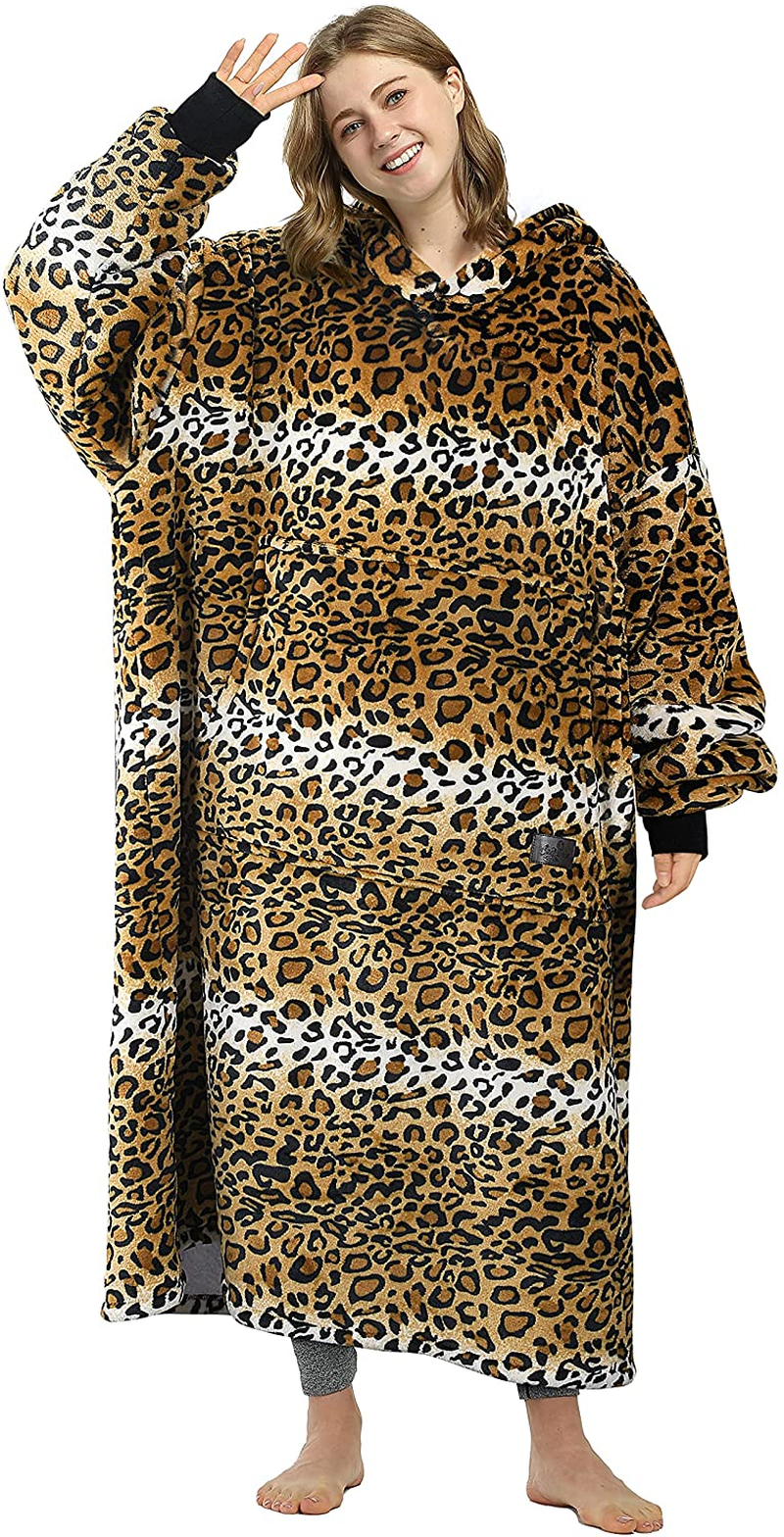 Oversized Wearable Blanket Hoodie Sweatshirt, Comfortable Sherpa Lounging Pullover for Adults