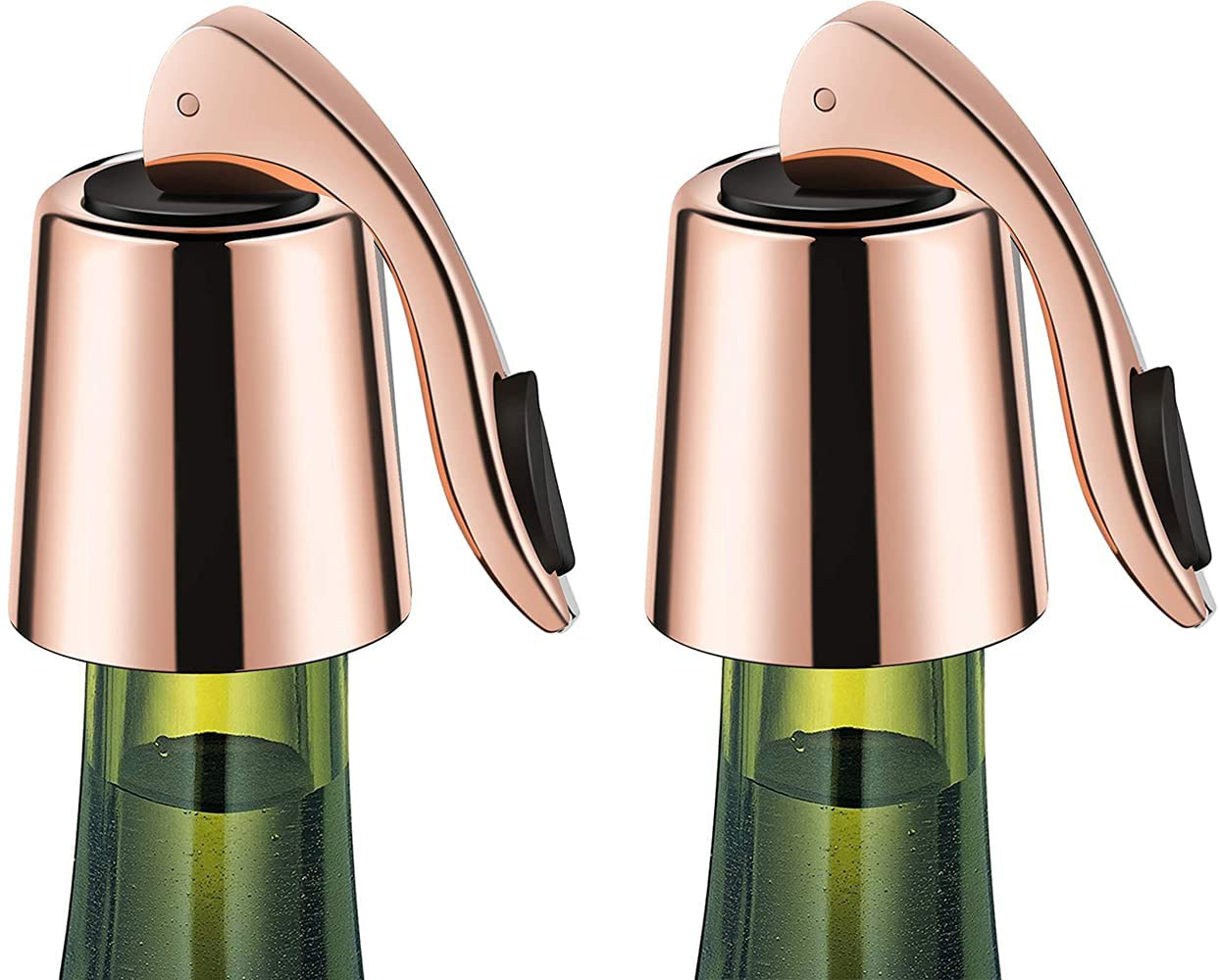 ERHIRY Wine Bottle Stopper Stainless Steel, Wine Bottle Plug with Silicone, Expanding Beverage Bottle Stopper, Reusable Wine Saver, Bottle Sealer Keeps Wine Fresh, Best Gift Accessories, Rose Gold…