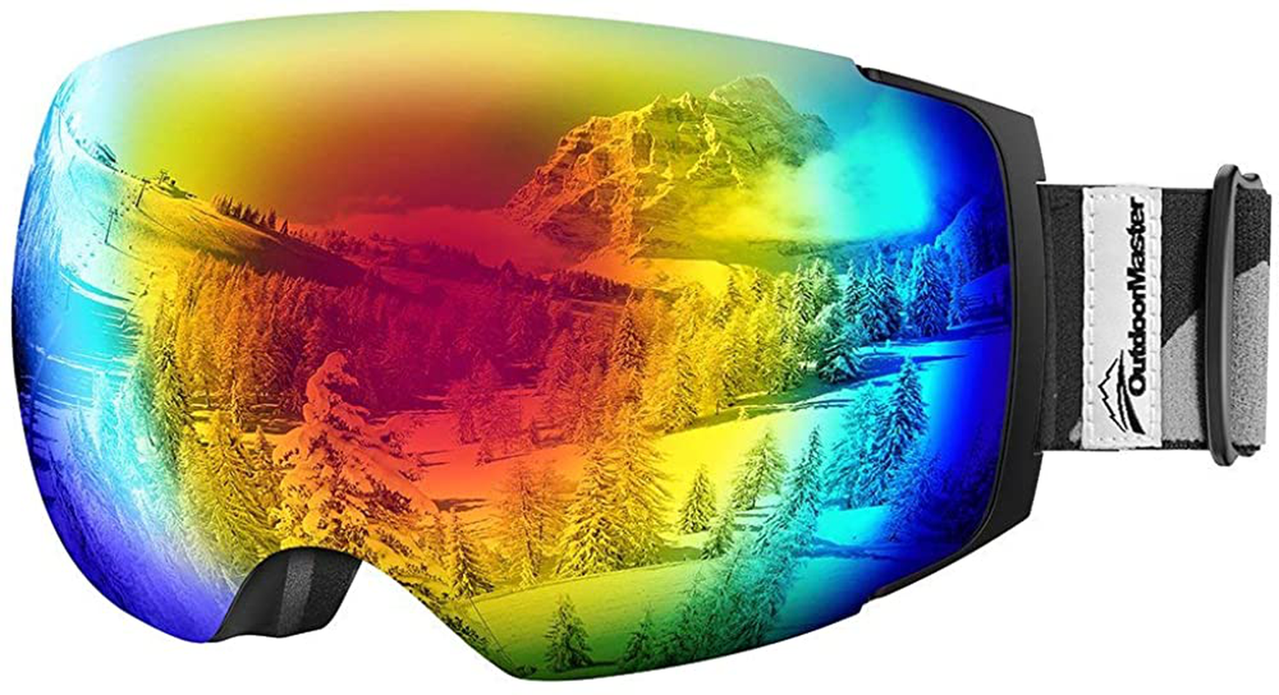Outdoormaster Ski Goggles PRO - Frameless, Interchangeable Lens 100% UV400 Protection Snow Goggles for Men & Women