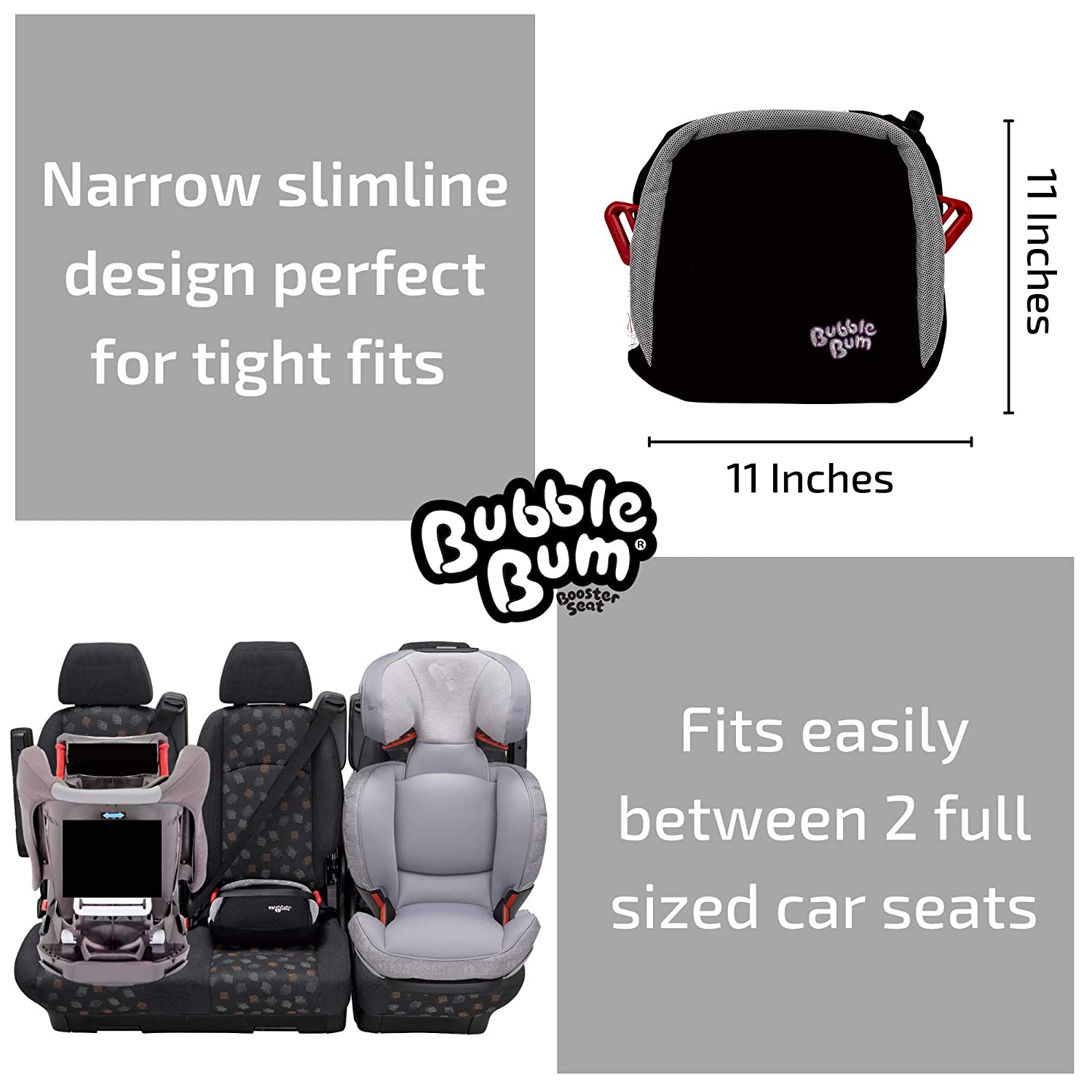 BubbleBum Inflatable Booster Car Seat - Narrow Travel Booster - Comfortable, Compact and Convenient - Perfect for Vacations, Carpooling and 3 Across