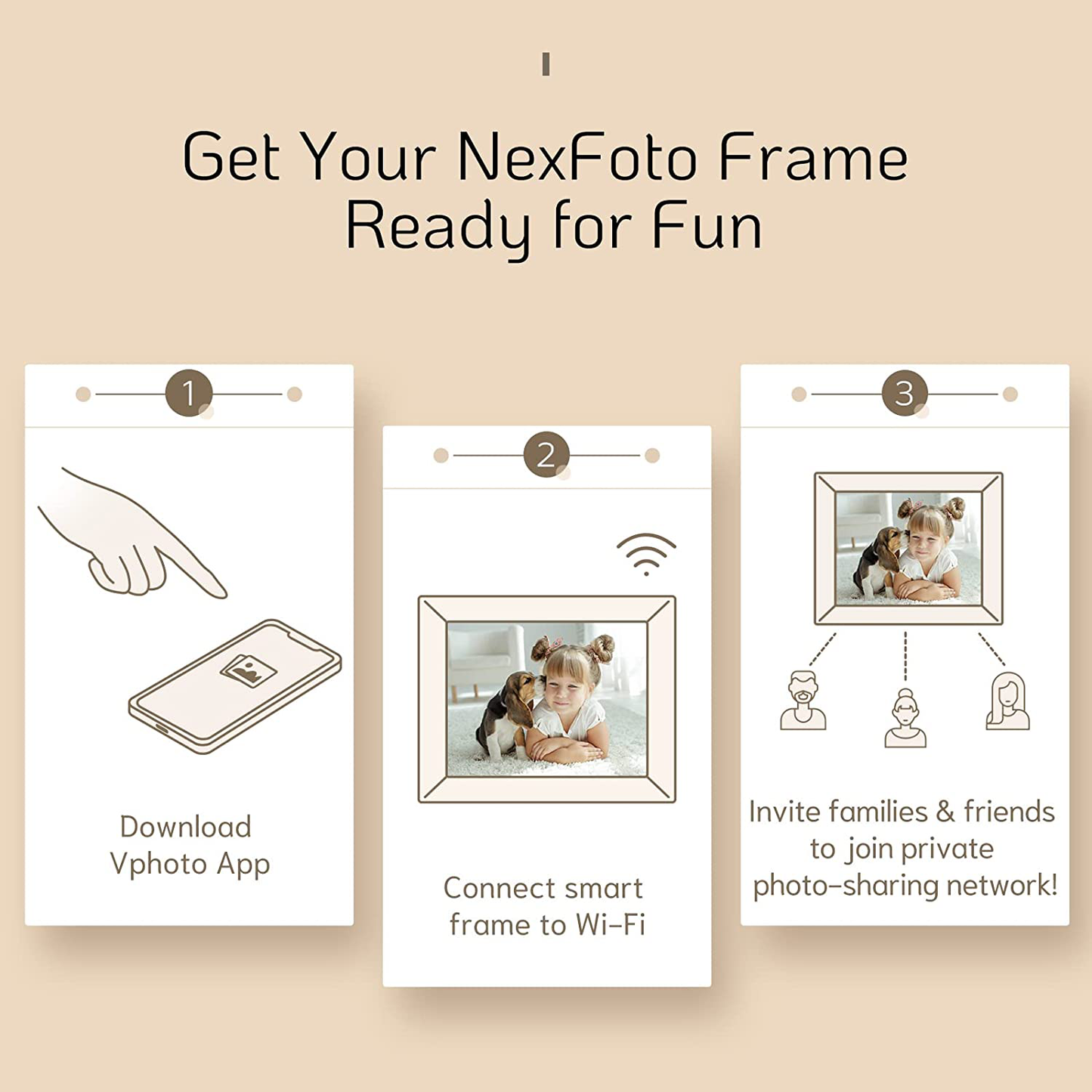 Nexfoto Smart Wifi Digital Picture Frame 16GB Memory, Electronic Photo Frame with IPS Touch Screen, Share Photos Videos via Easy-To-Use App, Gift for Grandparents (Knight Black)