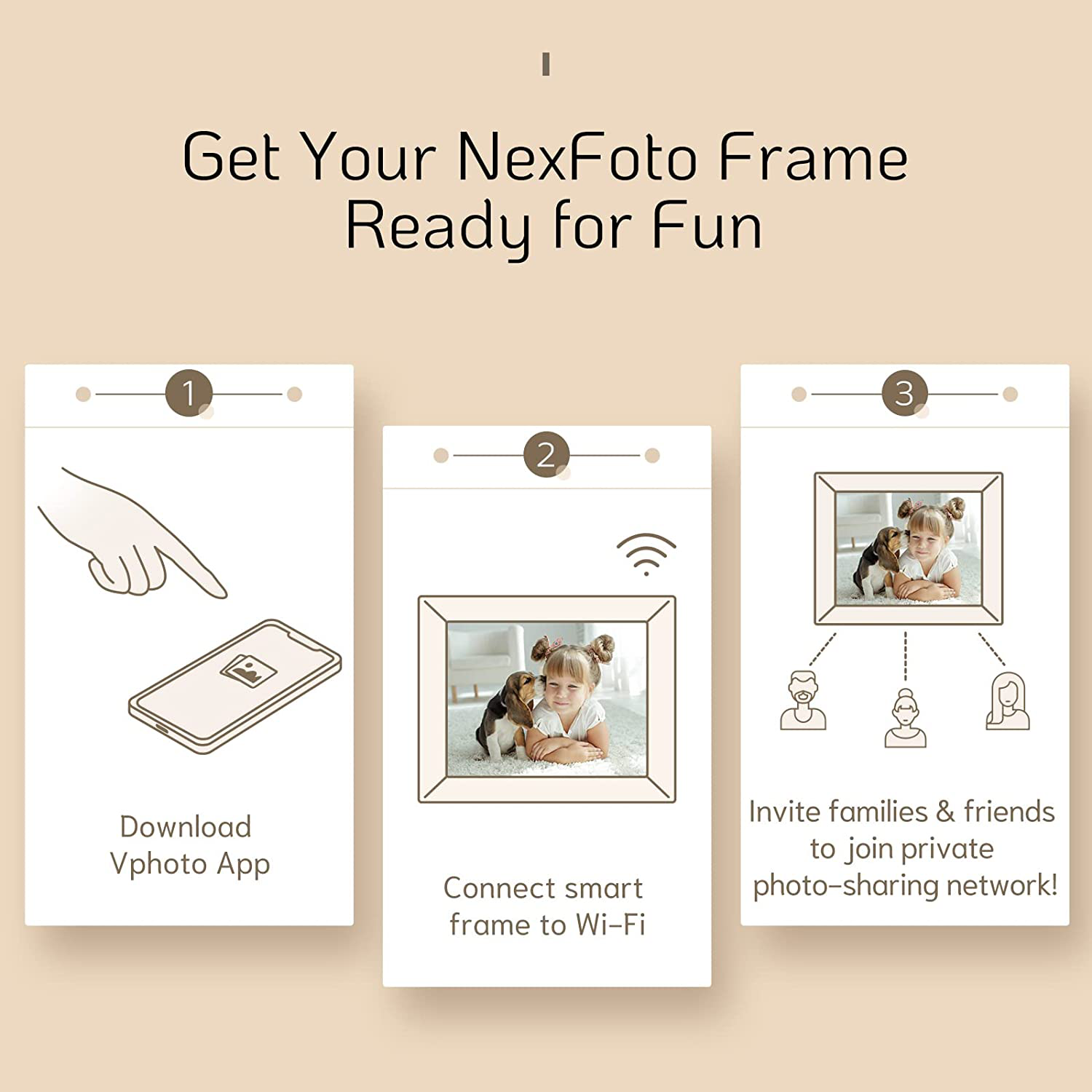 Nexfoto Smart Wifi Digital Picture Frame 16GB Memory, Electronic Photo Frame with IPS Touch Screen, Share Photos Videos via Easy-To-Use App, Gift for Grandparents (Knight Black)