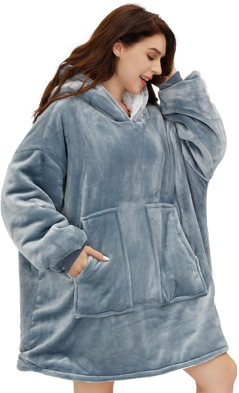 Oversized Wearable Sherpa Fleece Blanket Hoodie Comfortable Soft Warm Thick Hoodie Blanket