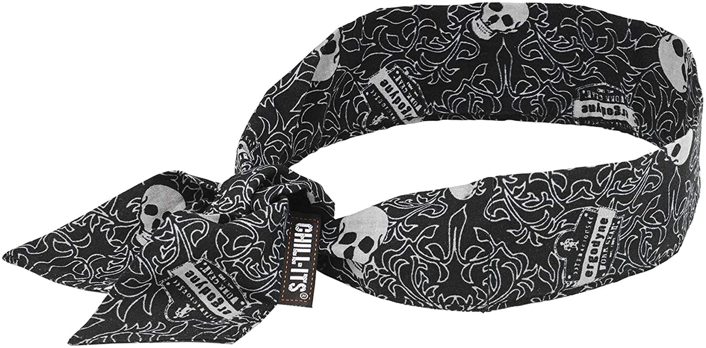 Chill Its 6700 Cooling Bandana, Lime, Evaporative Polymer Crystals for Cooling Relief, Tie for Adjustable Fit