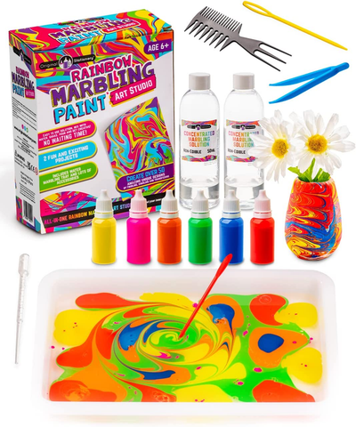 Original Stationery Rainbow Marbling Kit, Everything You Need in One Marble Painting Kit Kids to Make Marble Art and Craft Kids Will Love, Great Arts and Crafts for Girls and Rainbow Gifts for Girls